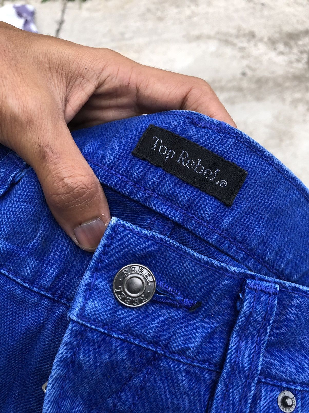 Japanese Brand TOP REBEL WASHED BLUE DENIM Size US 30 / EU 46 - 6 Thumbnail