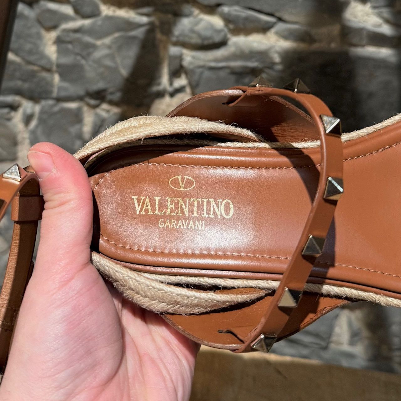 Valentino Valentino Brown Ankle Strap Rockstud Espadrille Sandals Size US 9.5 / IT 39.5 - 10 Thumbnail