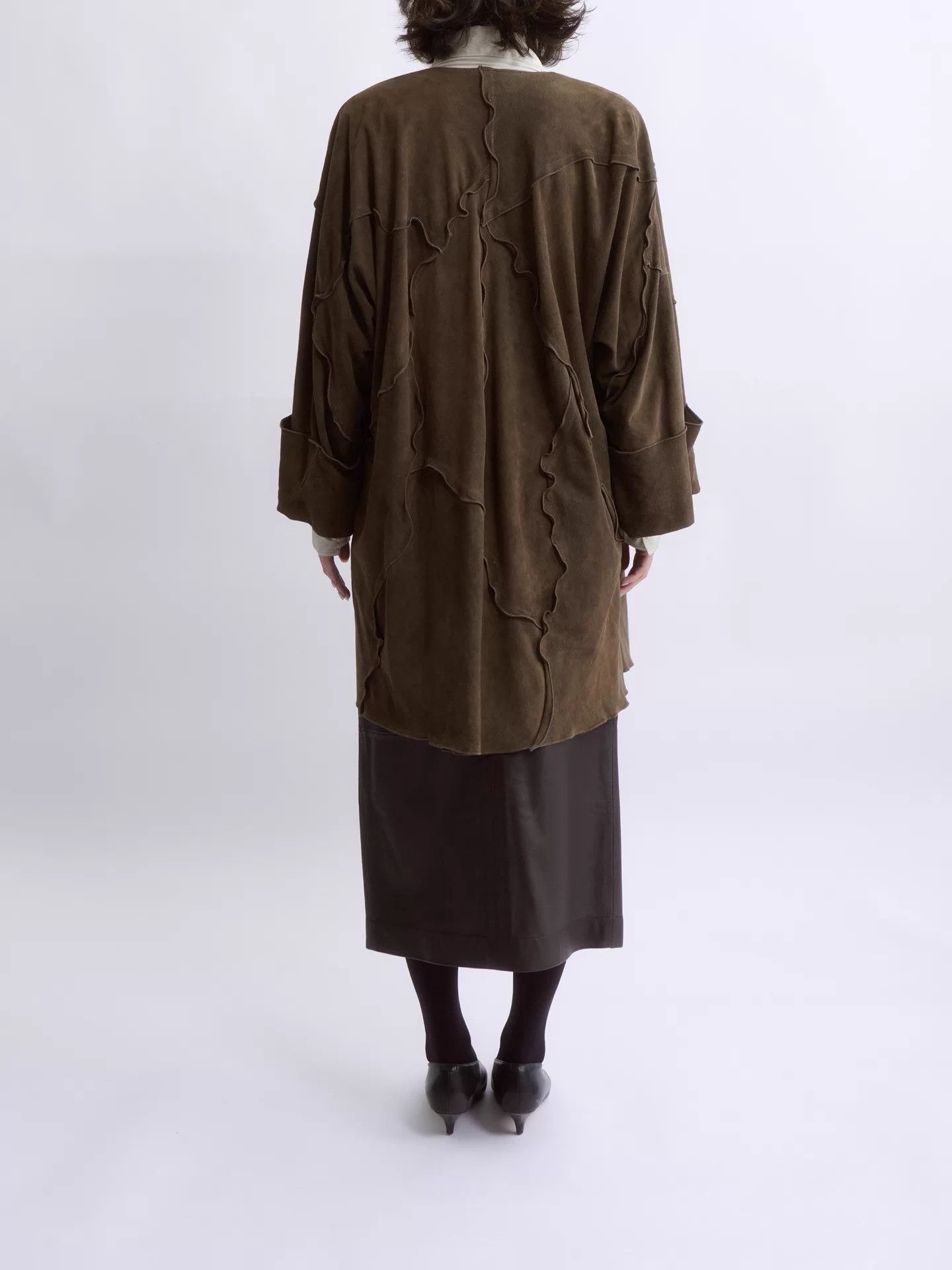 Krizia KRIZIA 80s-90s 3D paneled stitch-pleated sheepskin coat Size XL / US 12-14 / IT 48-50 - 4 Thumbnail