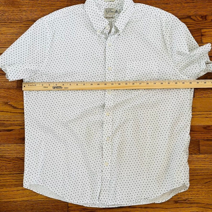 J.Crew JCrew Mens XL White Micro Print Short Sleeve Button Up Cotto Size US XL / EU 56 / 4 - 8 Thumbnail