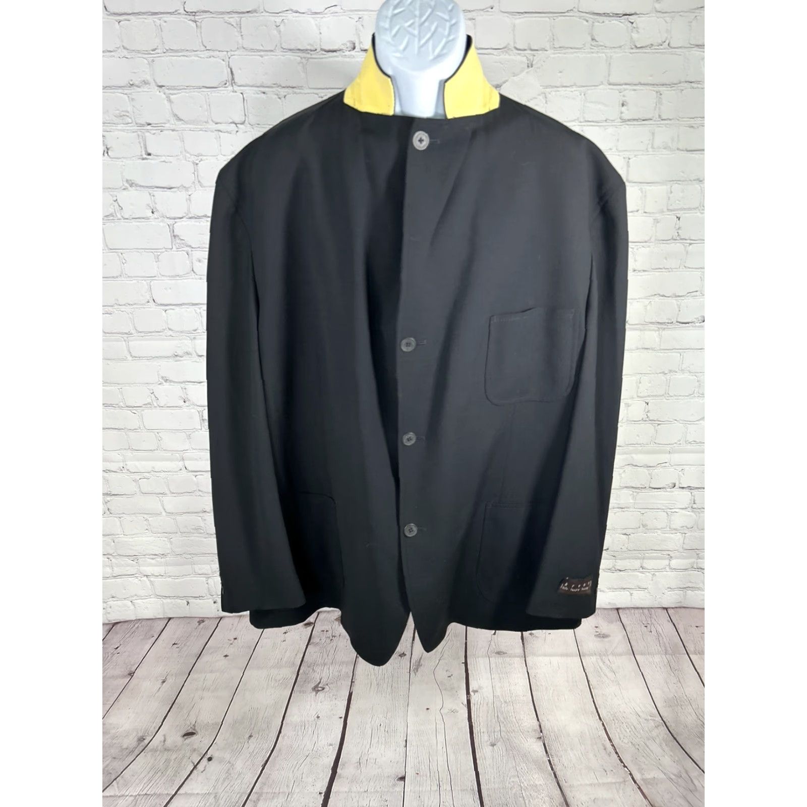 Vintage Kroon Jacket Solid Black Button Up Wool Blend Inner Pockets Men’s XL Long Mid-Length Workwear Casual Size US XL / EU 56 / 4 - 5 Thumbnail