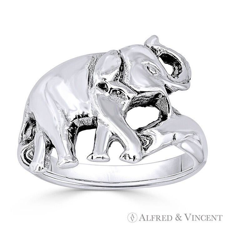 Other Elephant Totem Charm Right-Hand Ring in .925 Sterling Silver Size ONE SIZE - 1 Preview