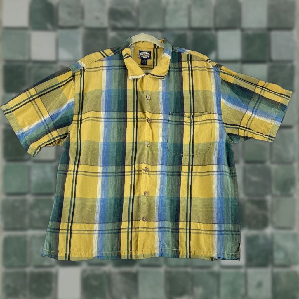 Tommy Bahama VINTAGE Tommy Bahama Button-Up Shirt Mens L Yellow Plaid Linen Blend SS Size US L / EU 52-54 / 3 - 1 Thumbnail