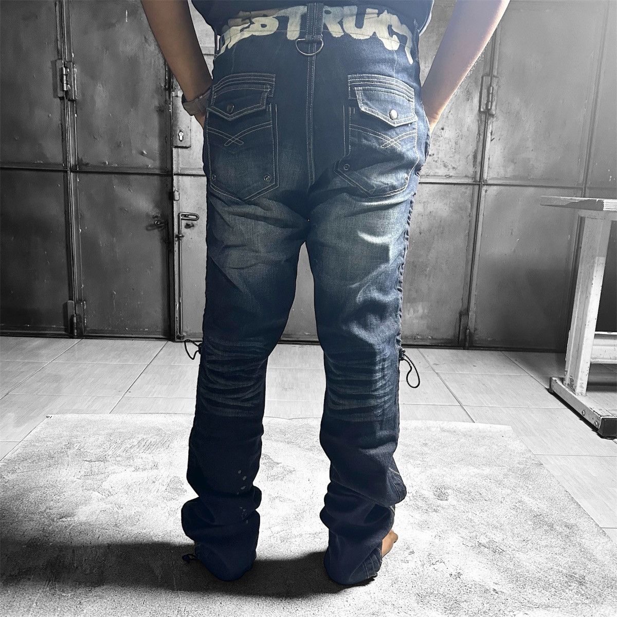 Japanese Brand Vintage Pants Denim PPFM DESTRUCT Strect Material Size US 35 - 1 Thumbnail