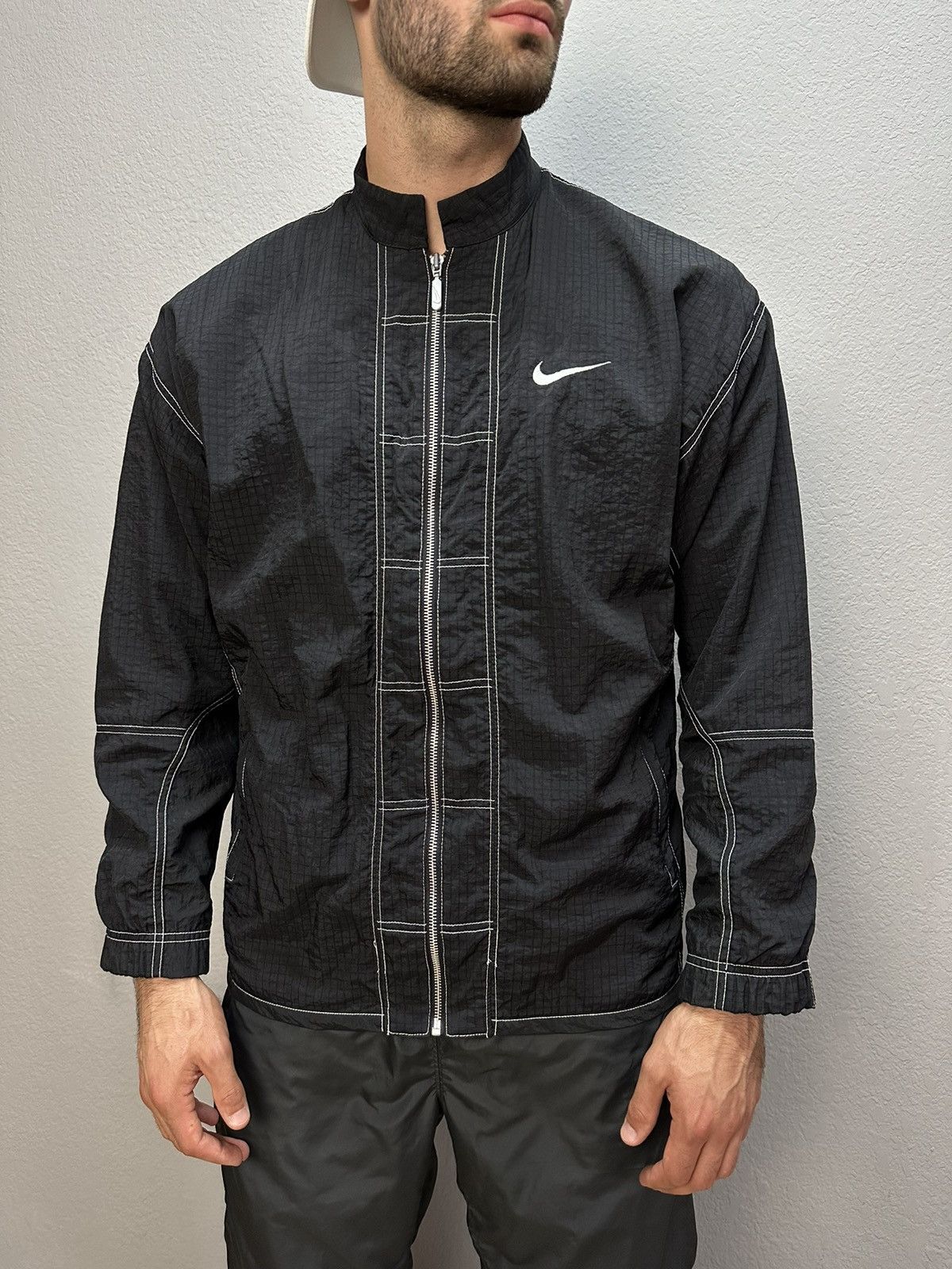 Nike × Vintage Vintage Nike Y2K Nylon Jacket Drill Embroidered Big Logo Size US M / EU 48-50 / 2 - 5 Thumbnail