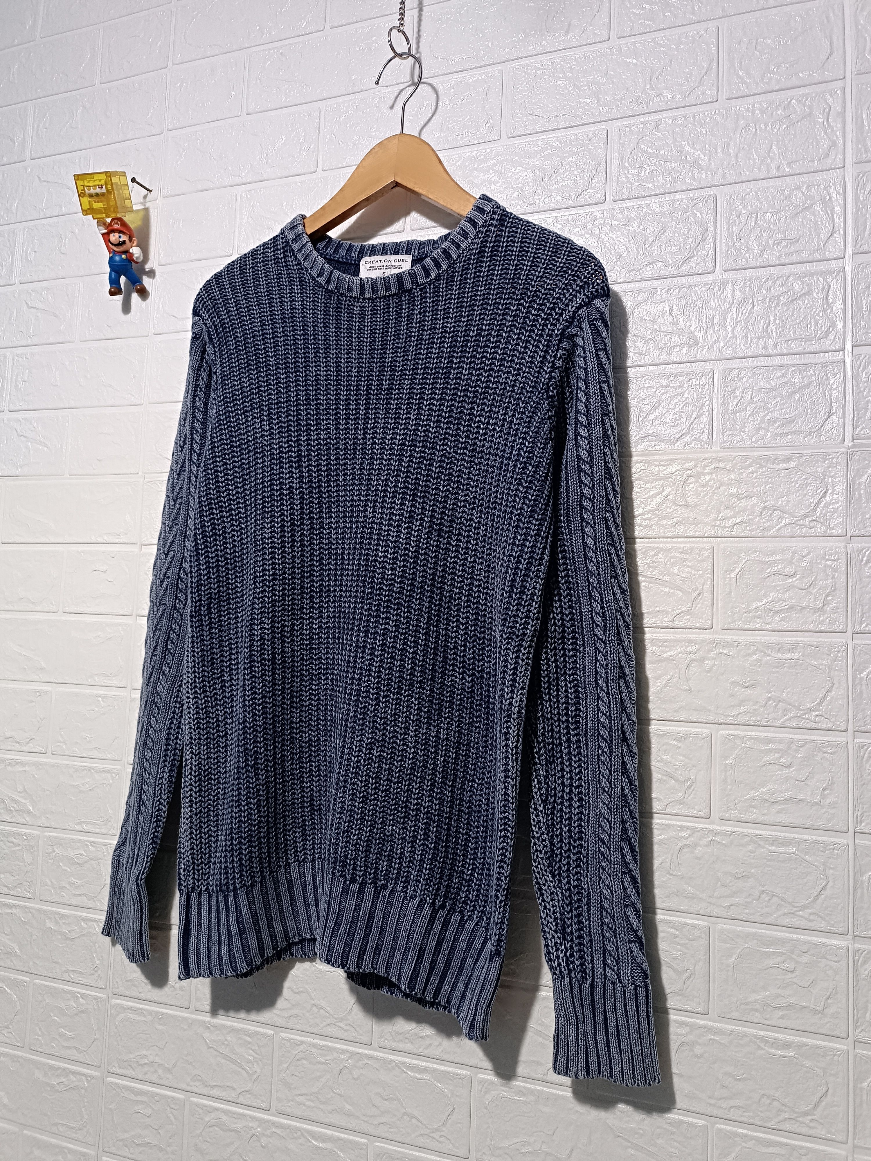 Japanese Brand Indigo Sulfur Dyed Cable Knit Sweater Size US M / EU 48-50 / 2 - 4 Thumbnail