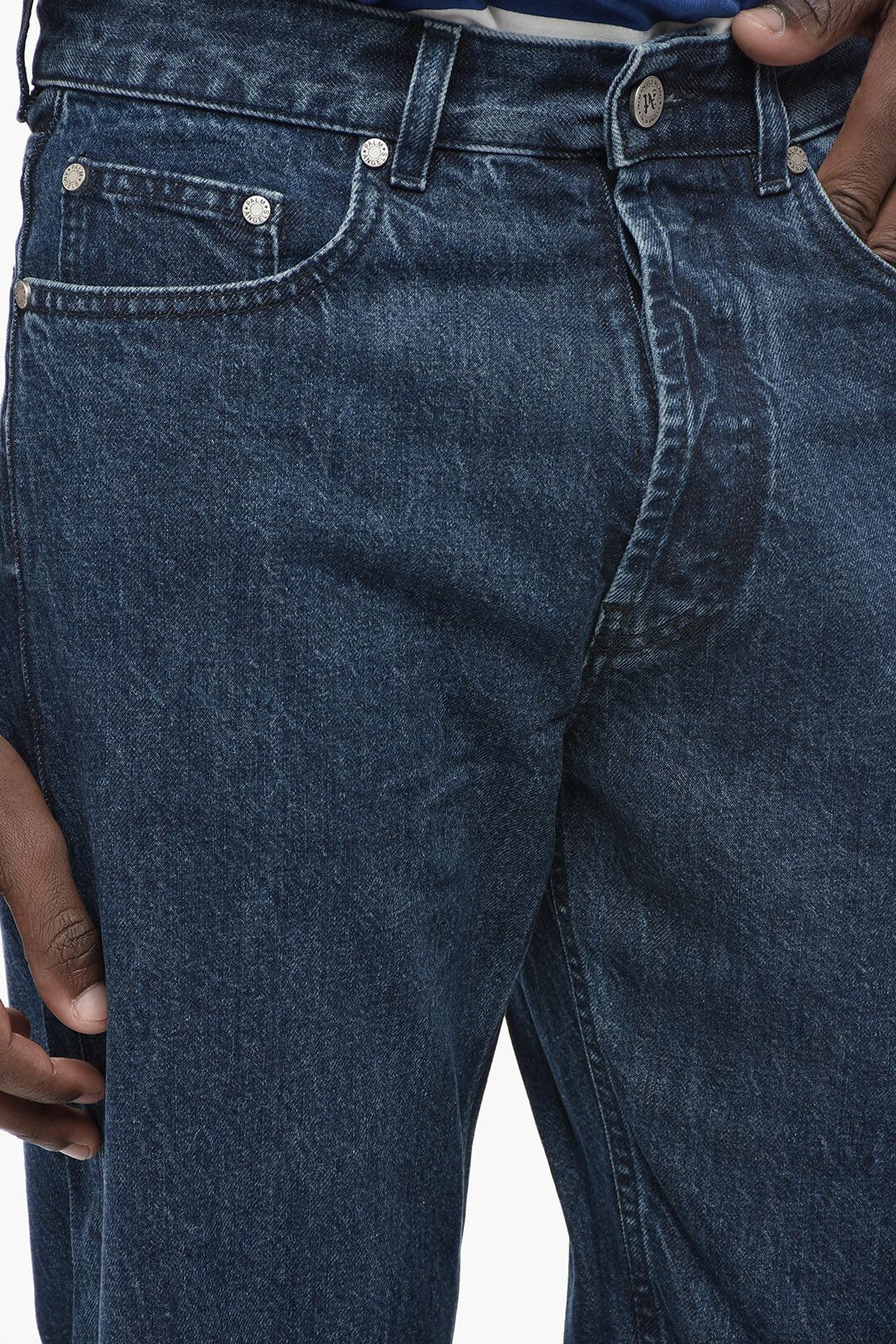 Palm Angels og1mm0326 Dark Wash Denim Loose Fit Jeans in Blue Size US 33 - 3 Thumbnail