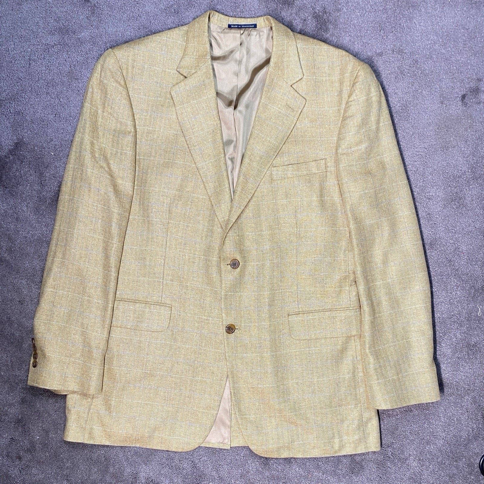 Lands' End Lands' End Men 44 LONG 100% Silk Herringbone Blazer Size 44L - 2 Thumbnail