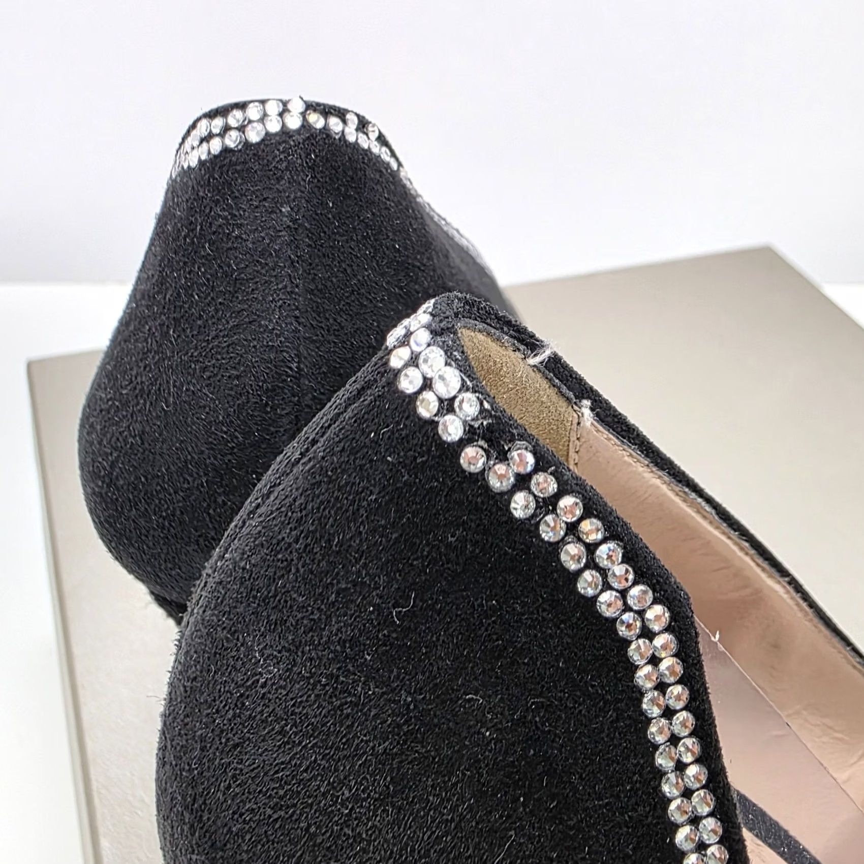 Giorgio Armani Giorgio Armani Pumps in Suede & PVC Size 39 - Asymmetric Strass Beaded Pointed Toe Stiletto Heel, Black, Women's Pump Display Piece Size US 9 / IT 39 - 5 Thumbnail