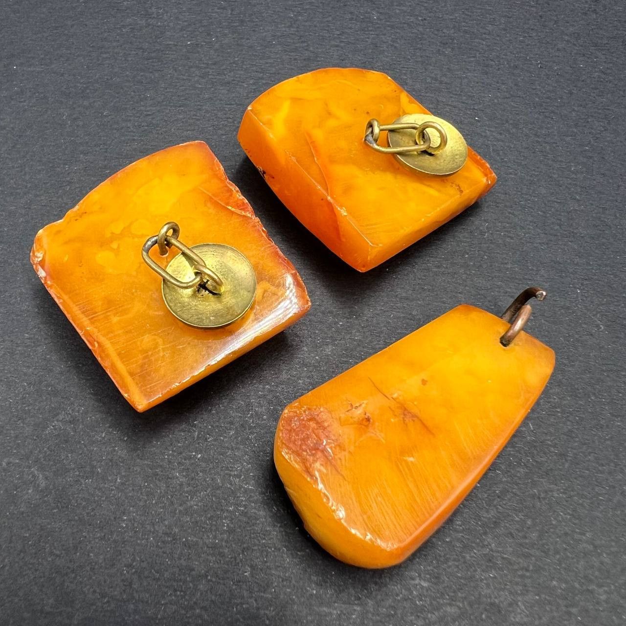 Vintage 1970s Vintage Soviet Baltic Amber Cufflinks & Pendant Set Size ONE SIZE - 7 Thumbnail