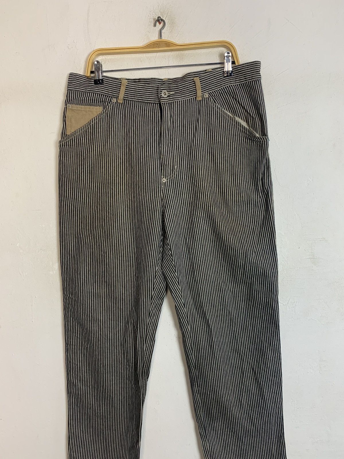 Japanese Brand 90s Favela Hickory Workwear Carpenter Brown Denim Jeans Size US 37 - 3 Thumbnail