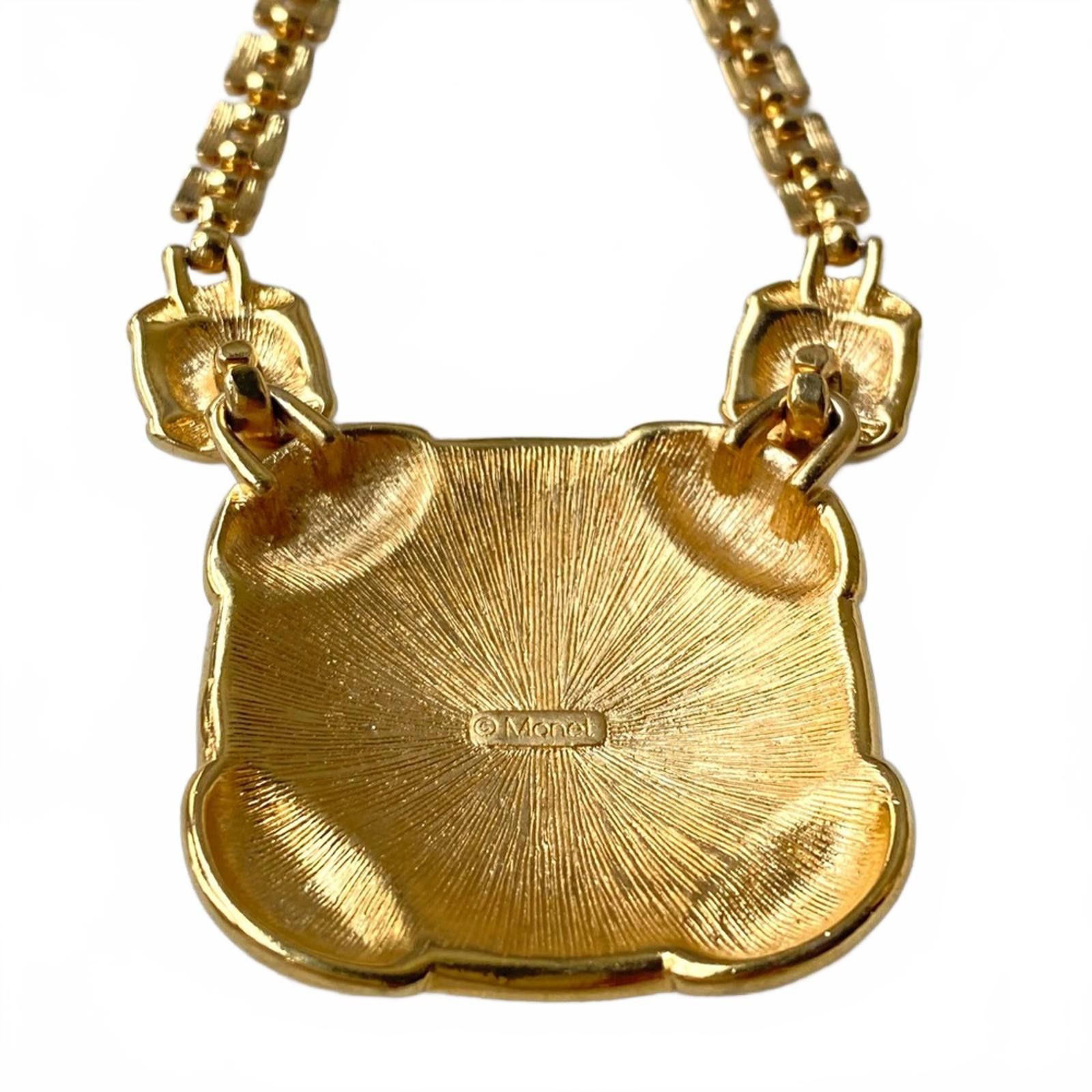 Monet Vintage Monet White Enamel Gold Tone Statement Necklace Size ONE SIZE - 3 Thumbnail