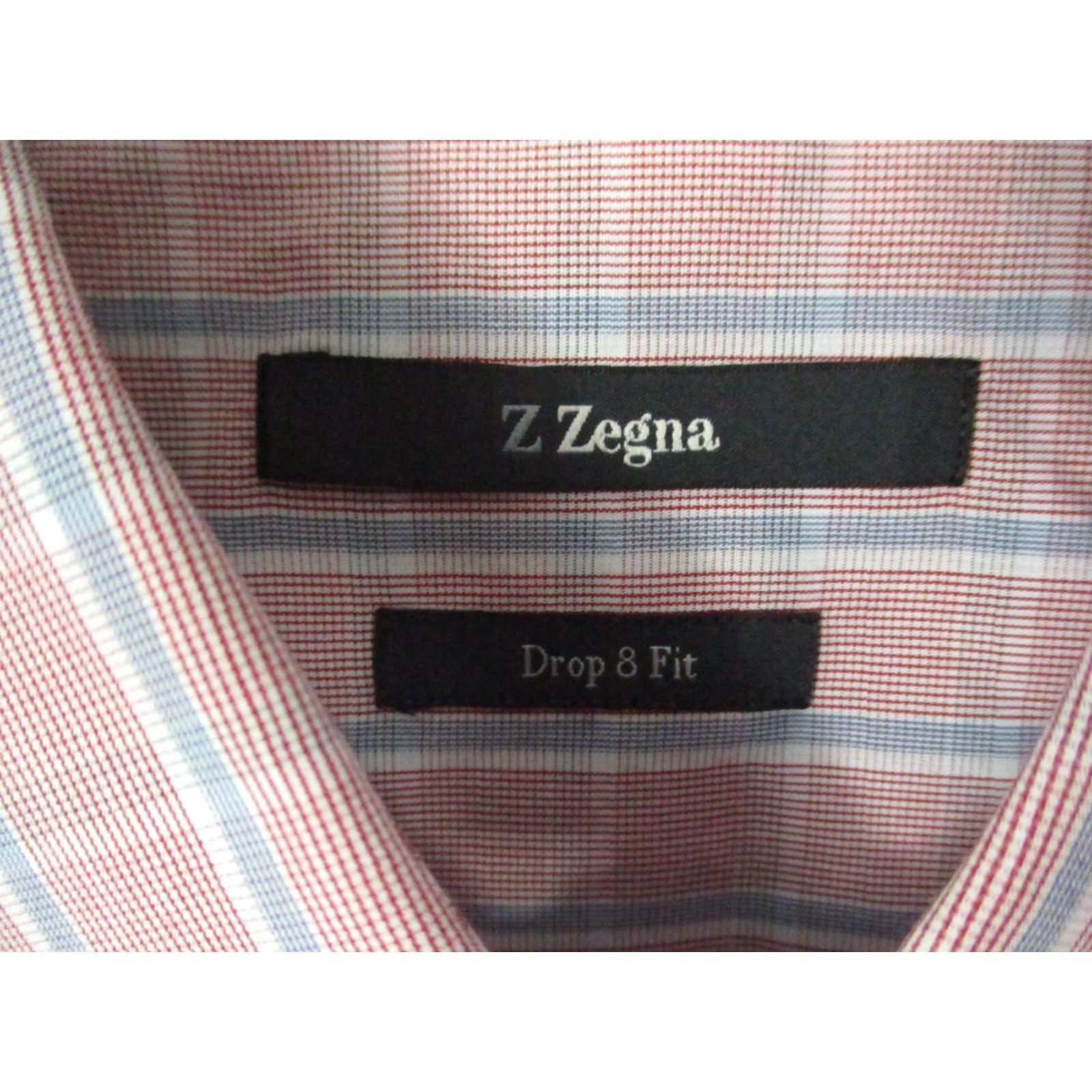 Z Zegna Z Zegna Dress Shirt Men Salmon Plaid Long Sleeve Stretch 41 / 16 Drop 8 Fit Size 42R - 3 Thumbnail