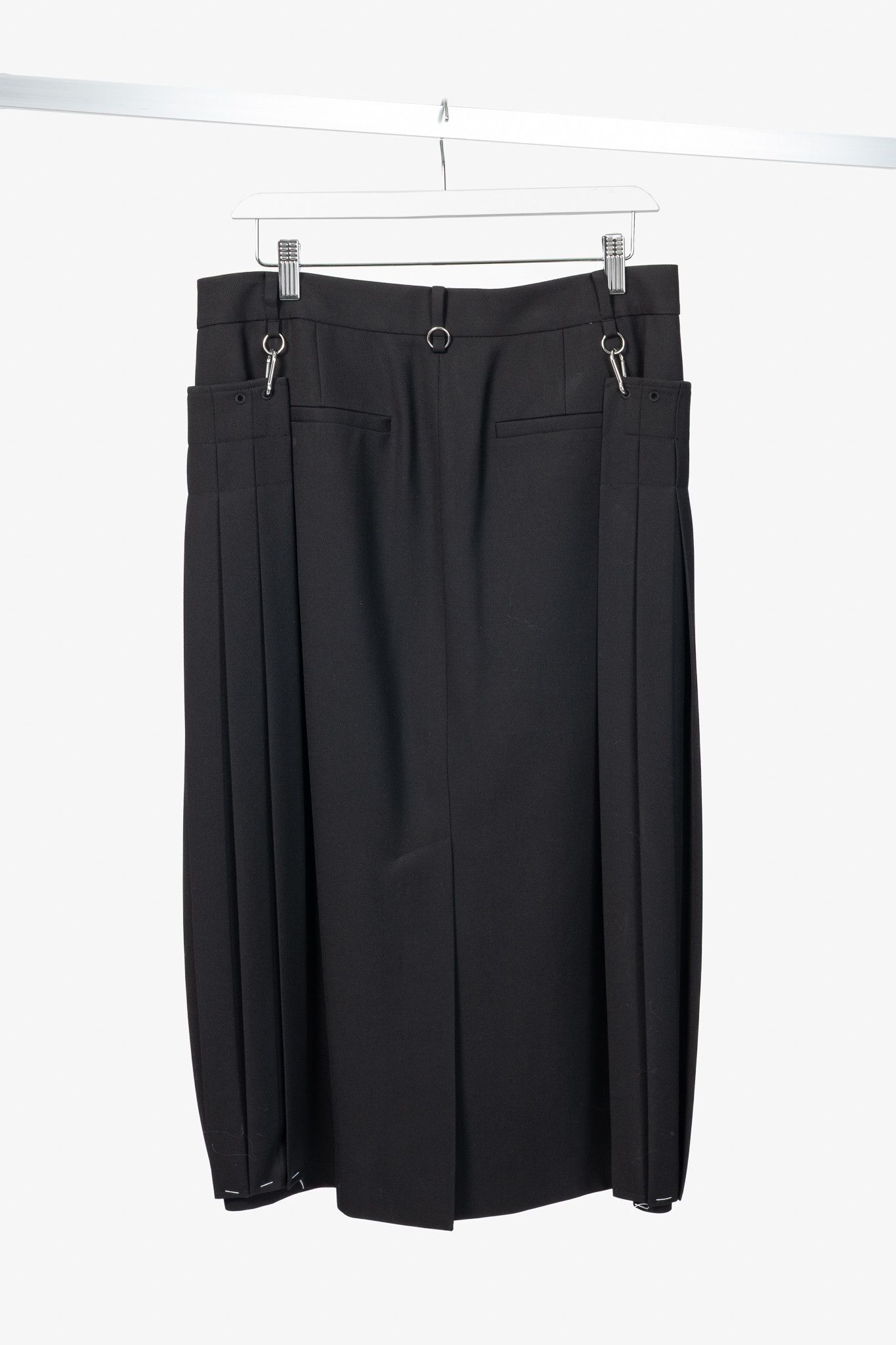 Tibi Tibi Black Wool Grain De Poudre Convertible Pleated Skirt Size 27" / US 4 / IT 40 - 2 Thumbnail