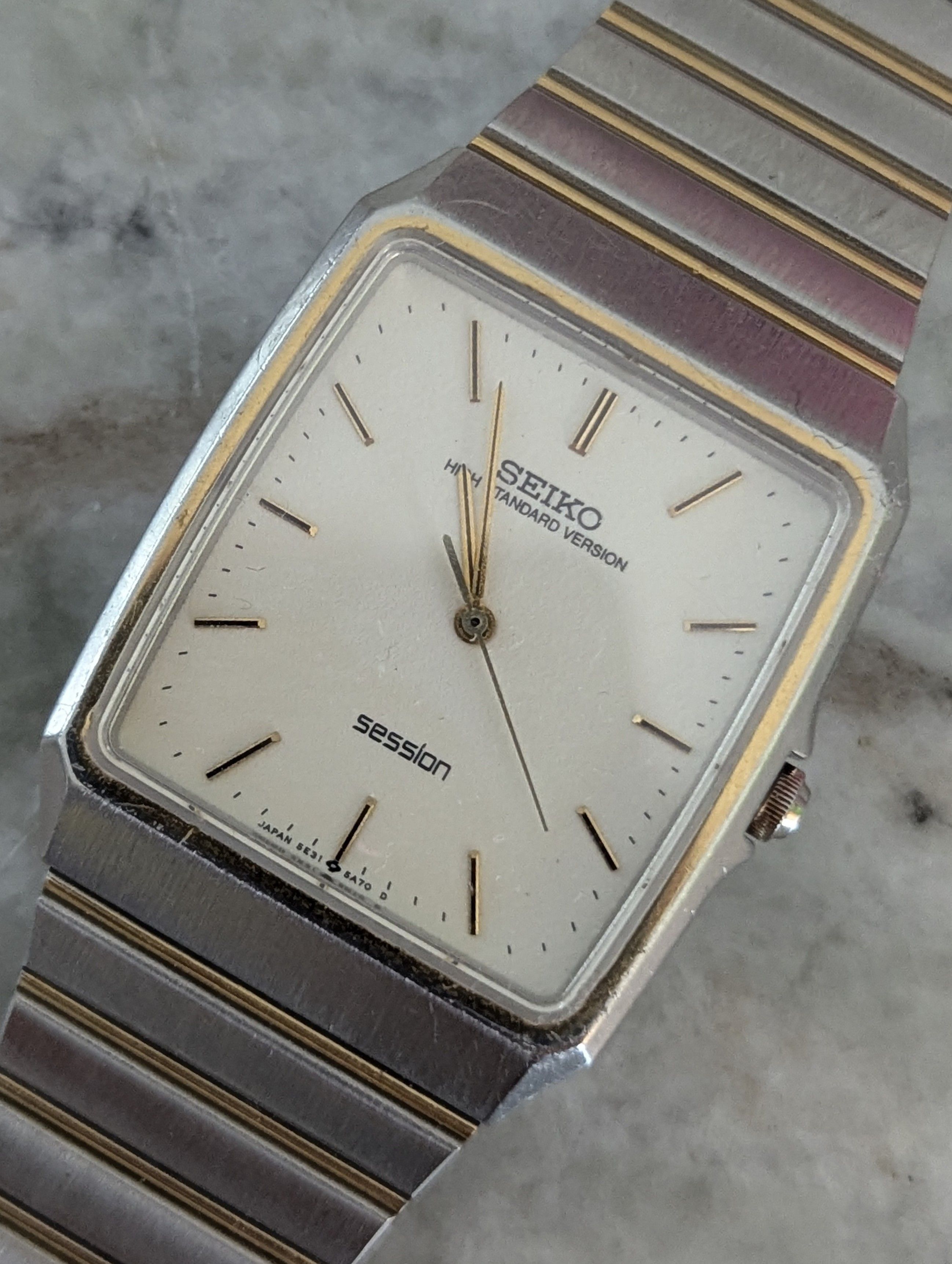 Seiko 1989 Seiko Session H.S.V. SATW013 5E31-5A70 Tank Watch Size 30 - 1 Thumbnail