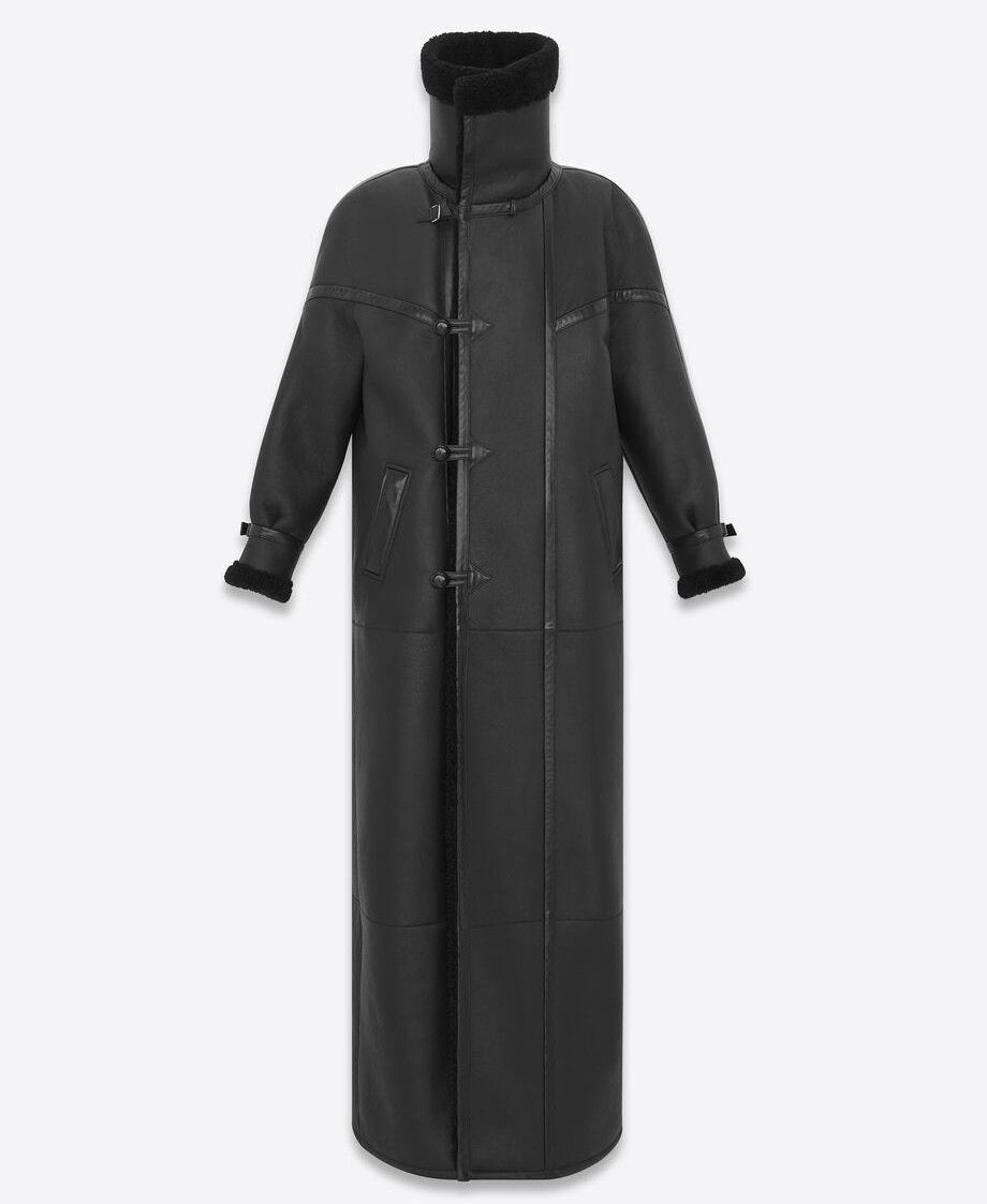 Saint Laurent Paris o1bcso1str1025 Long Duffle Coat In Lambskin in Black Size US M / EU 48-50 / 2 - 3 Thumbnail
