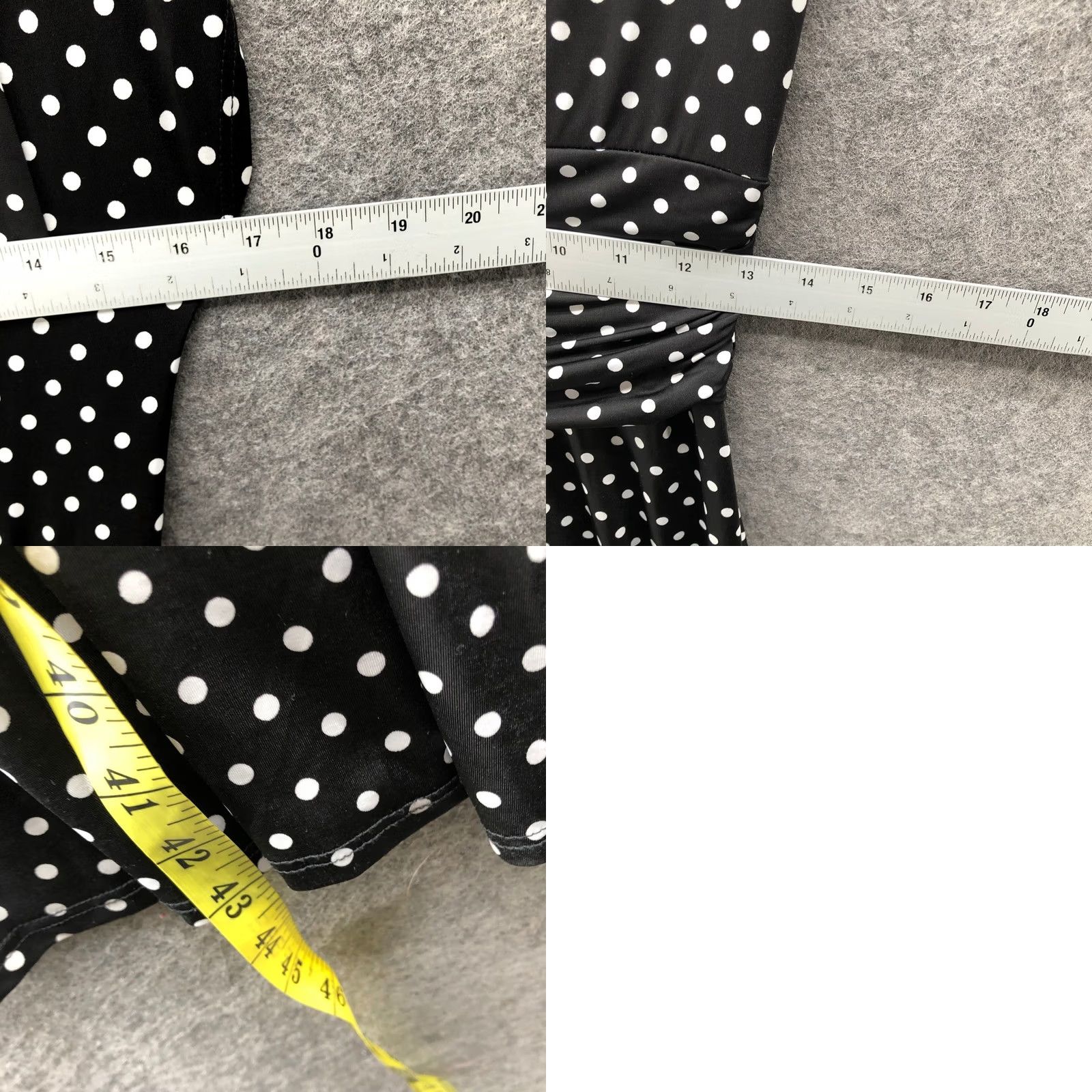 Vintage Folter Polka Dot Tie Neck Dress L Black Cap Sleeve Jersey Punk Dress Length Knee Length 90s? Size L / US 10 / IT 46 - 8 Thumbnail