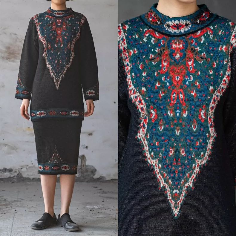 Kenzo KENZO Ethnic knit suit in late 1970s and early 1980s Size M / US 6-8 / IT 42-44 - 2 Thumbnail