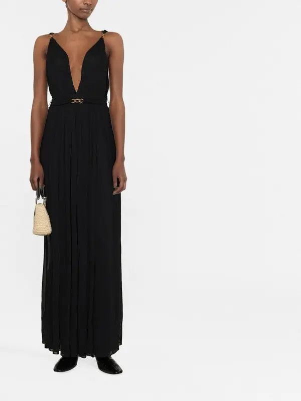 Saint Laurent Paris o1bcso1str1125 Robe Drapee Longue Jersey in Black Size L / US 10 / IT 46 - 2 Thumbnail