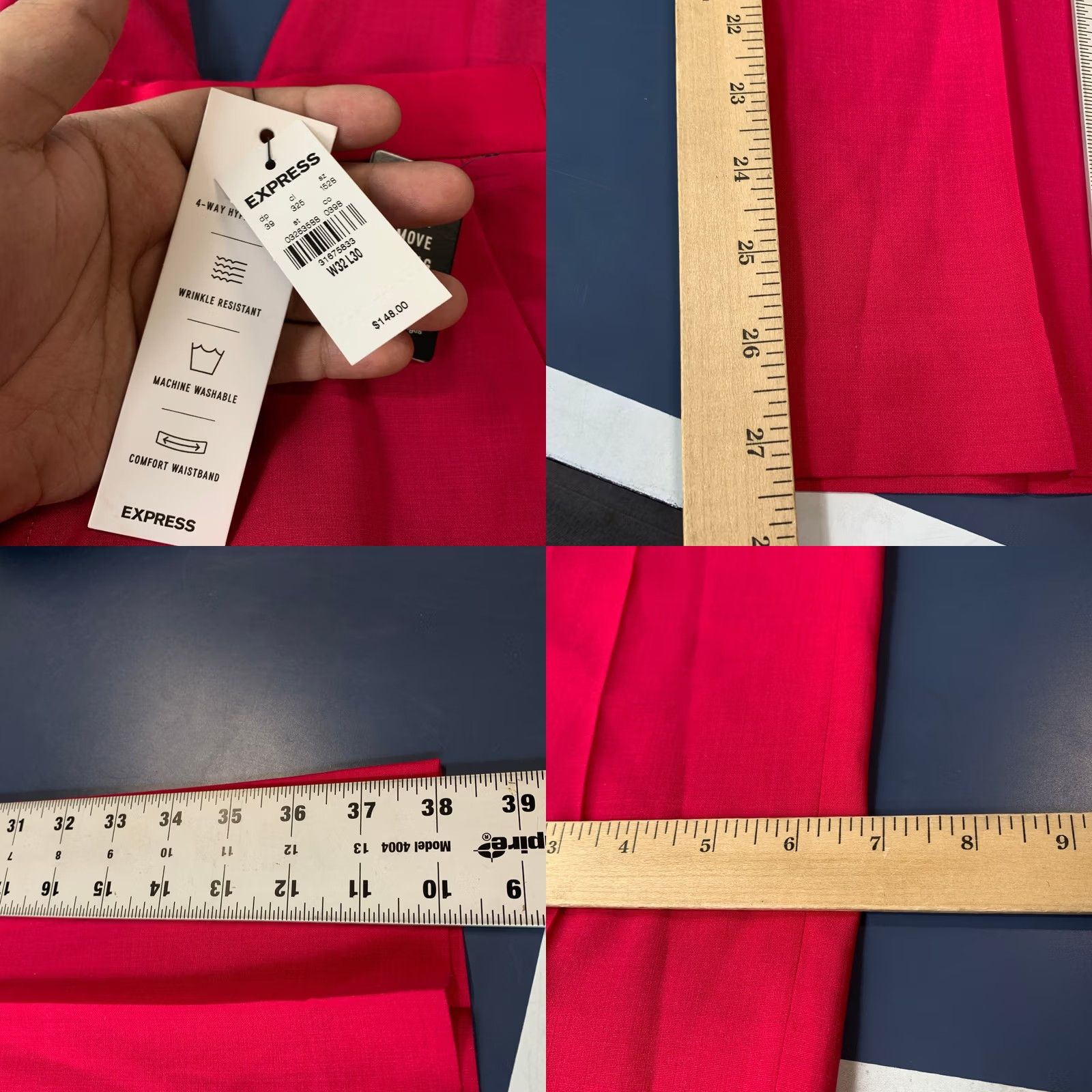 Express Express Pink Extra Slim Wool Blend Dress Pants Womens 32x30 NWT Size 24" / US 00 / IT 34 - 9 Thumbnail