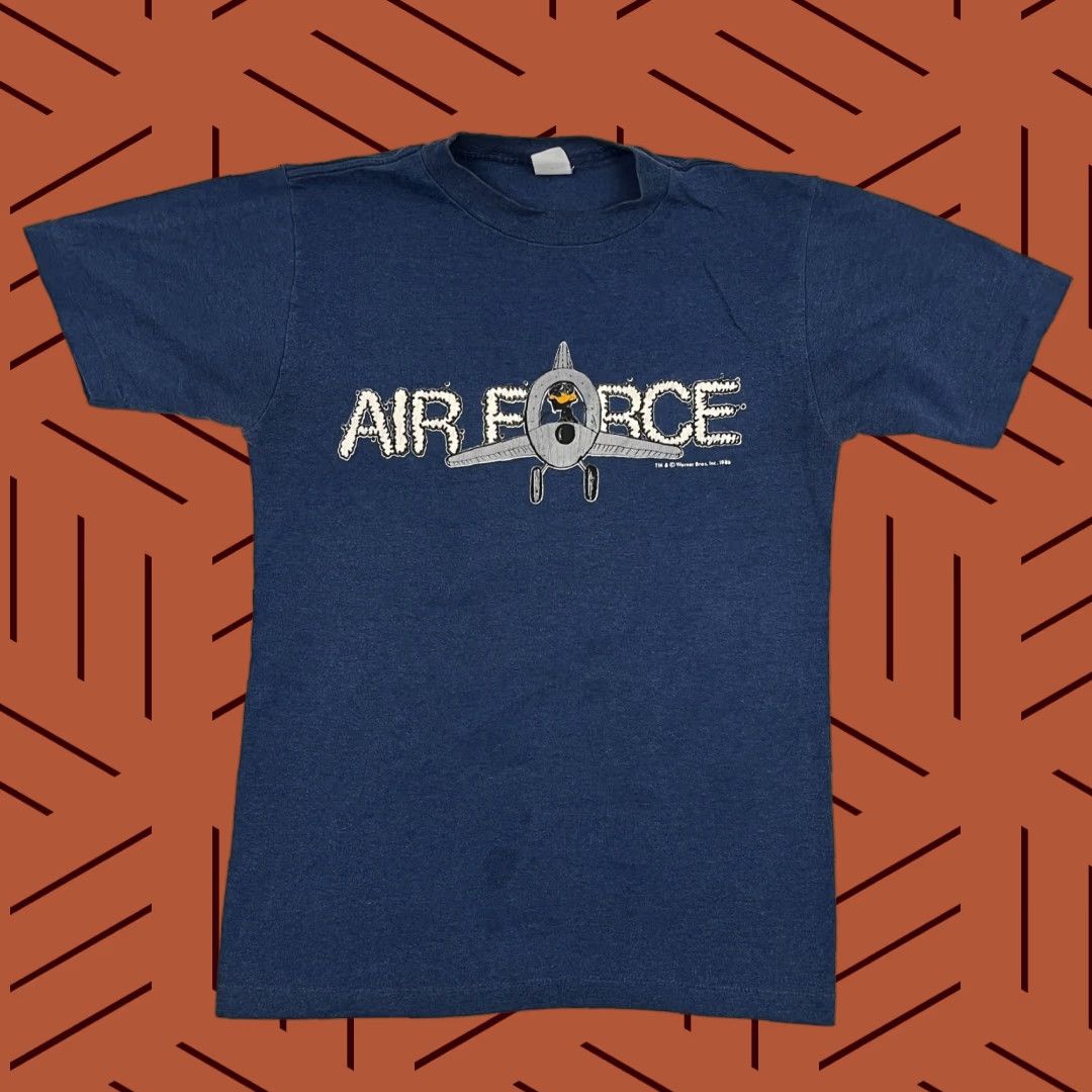 Vintage VTG 80s USAF Air Force Shirt Adult S Blue Warner Bros Daffy Duck Single Stitch Mens Short Sleeve Crew Neck Graphic Print Logo Classic 80s Size US S / EU 44-46 / 1 - 1 Thumbnail