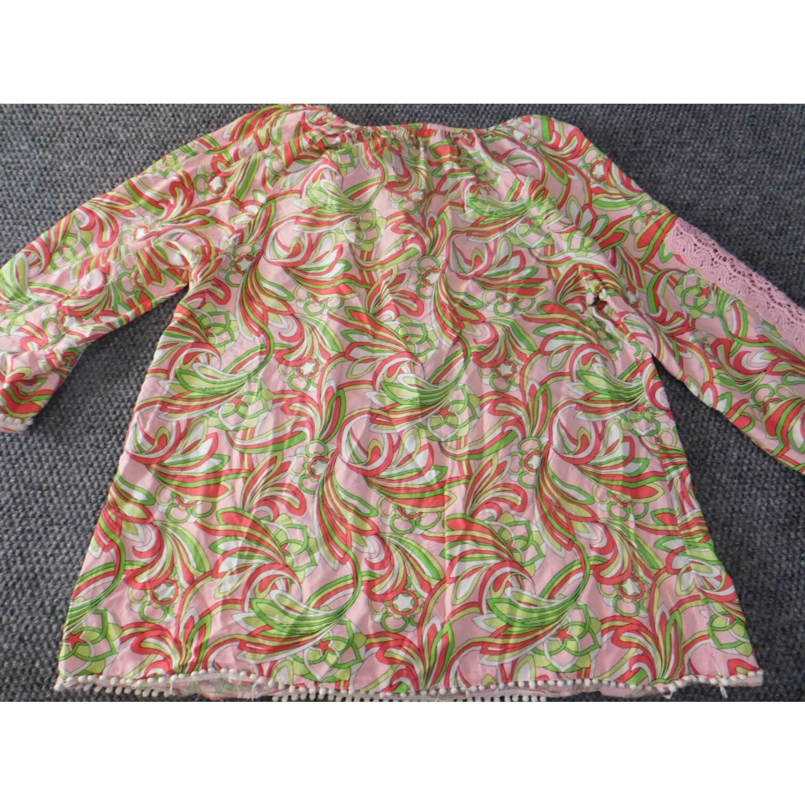 Vintage Crown & Ivy Blouse Women L Green Floral Knit Rayon Round Neck Pullover Casual Long Sleeve Classic Stretch Ladies Size L / US 10 / IT 46 - 7 Thumbnail