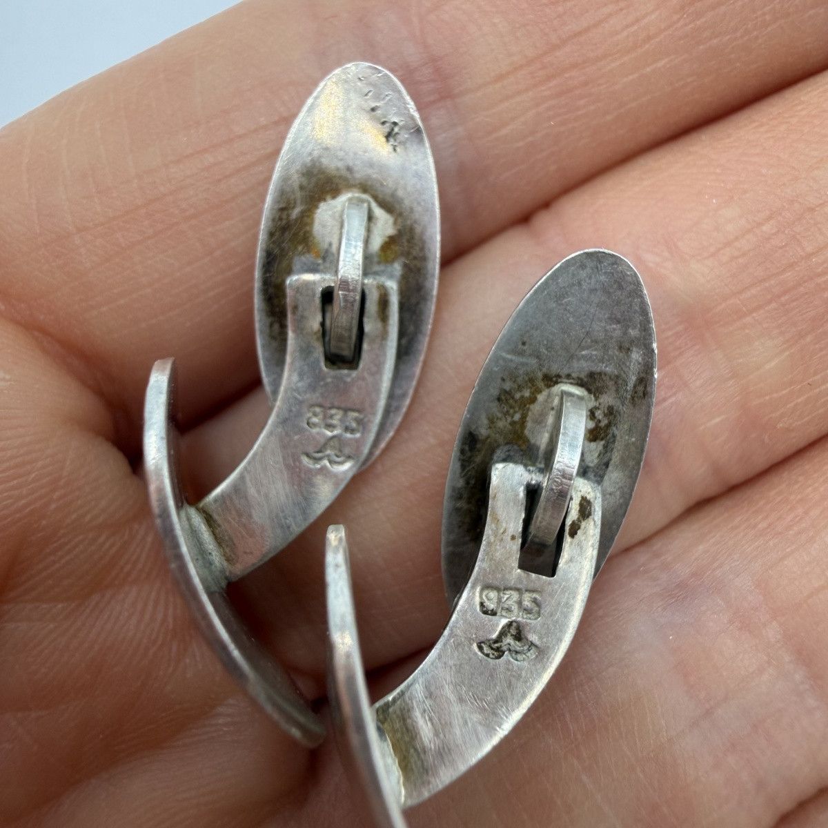 Vintage Vintage German 835 Silver Cufflinks Modernist Fan Design Size ONE SIZE - 2 Thumbnail