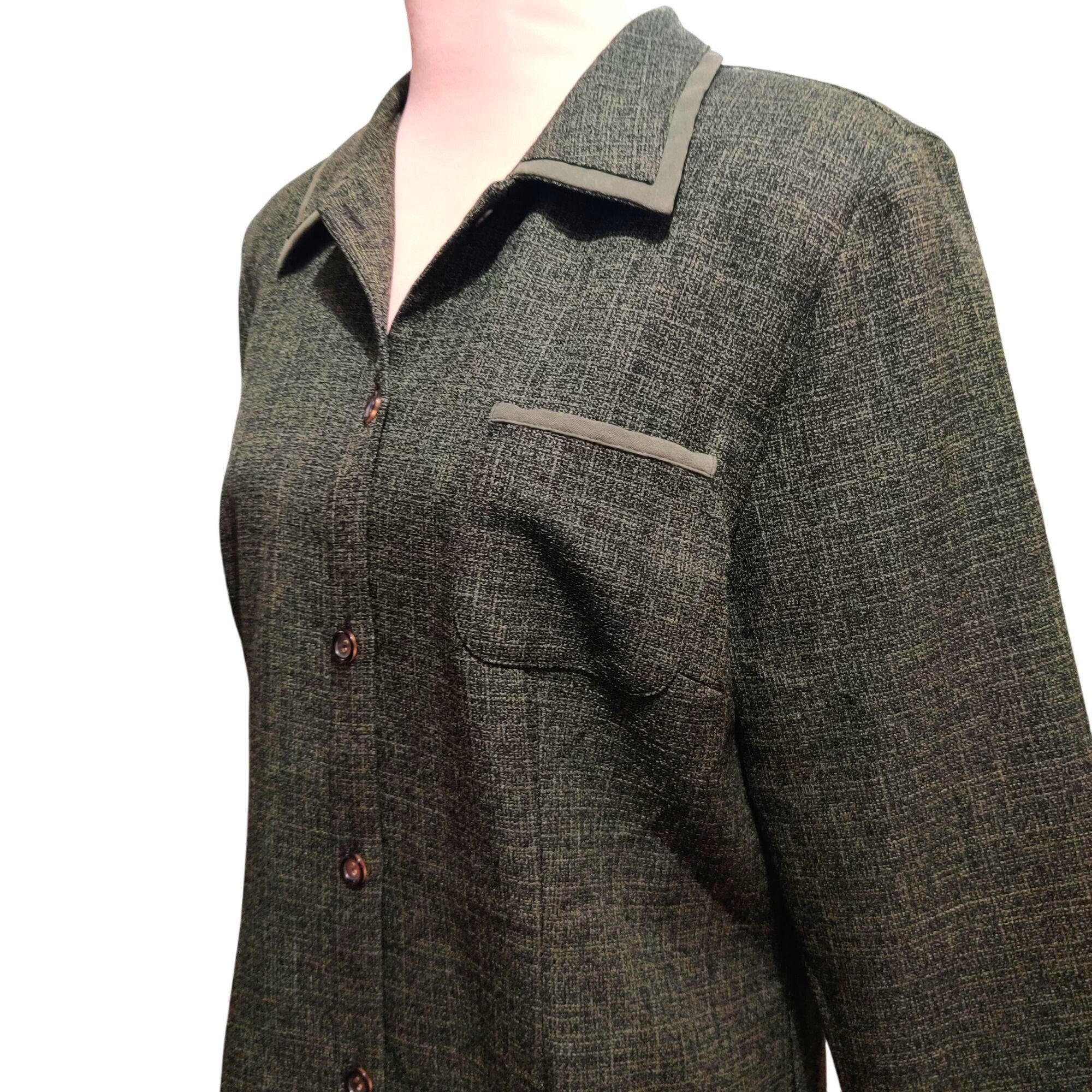 Vintage Sag Harbor L Womens Blazer Green Vintage Textured Suit Jacke Size L / US 10 / IT 46 - 2 Thumbnail