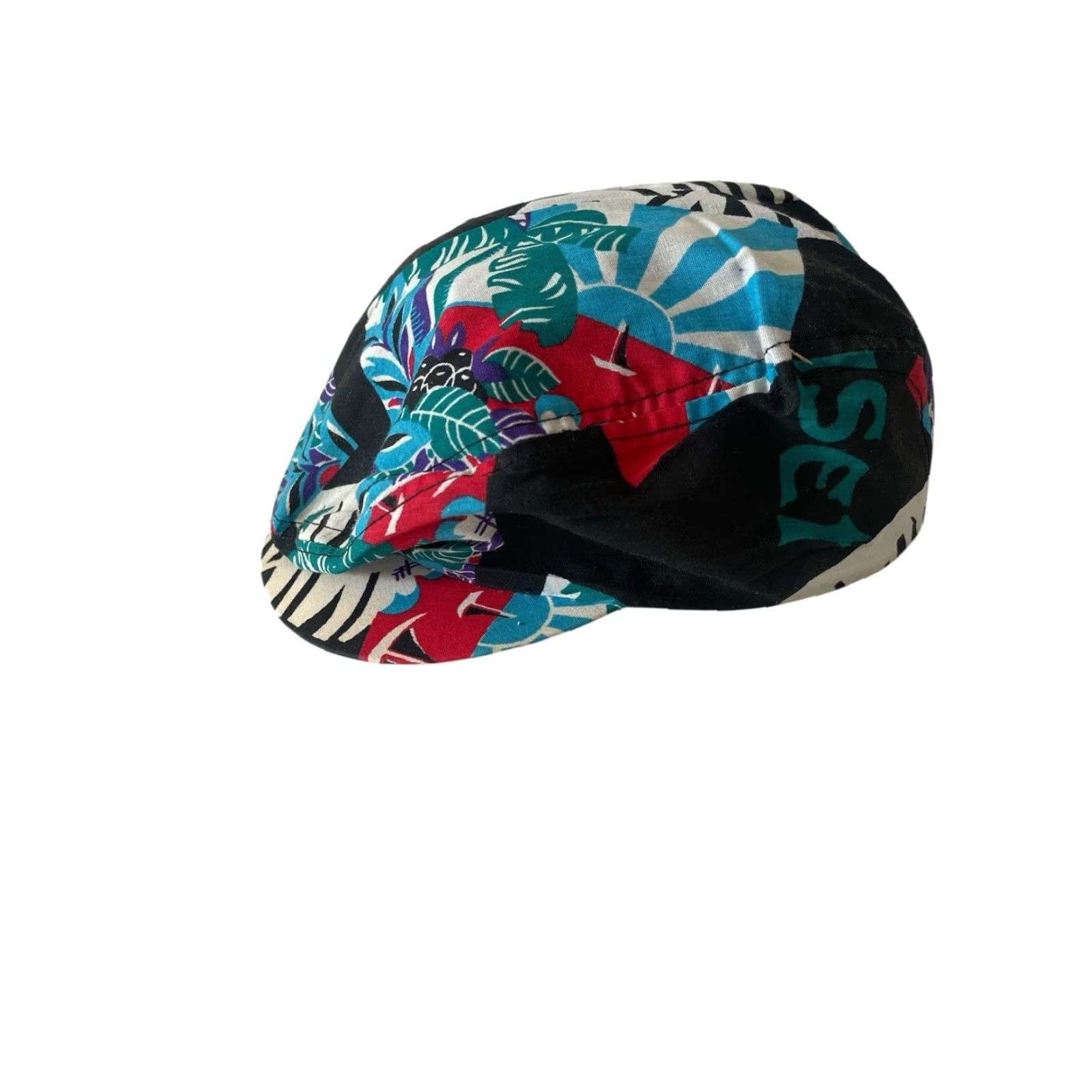 Vintage VINTAGE Hawaiian Print Cabbie Hat Cap Mens S Deadstock NWOT Made in USA 90s Flat Cap Black Mens Size ONE SIZE - 3 Thumbnail