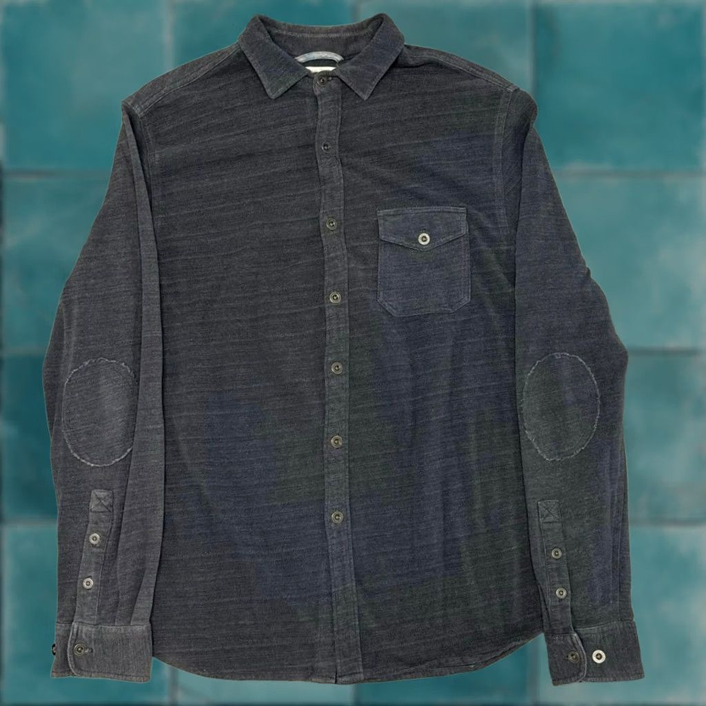 Carbon2Cobalt Carbon2Cobalt Shirt Long Sleeve Gray Mens XL Cotton Knit Button Up Elbow Patch Size US XL / EU 56 / 4 - 1 Thumbnail