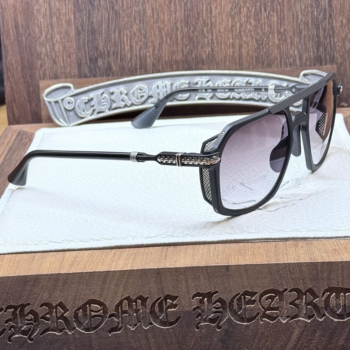 Chrome Hearts Chrome Hearts HUMIDITITTY 1/1 ‘Dark Triad’ Sunglasses Size ONE SIZE - 6 Thumbnail