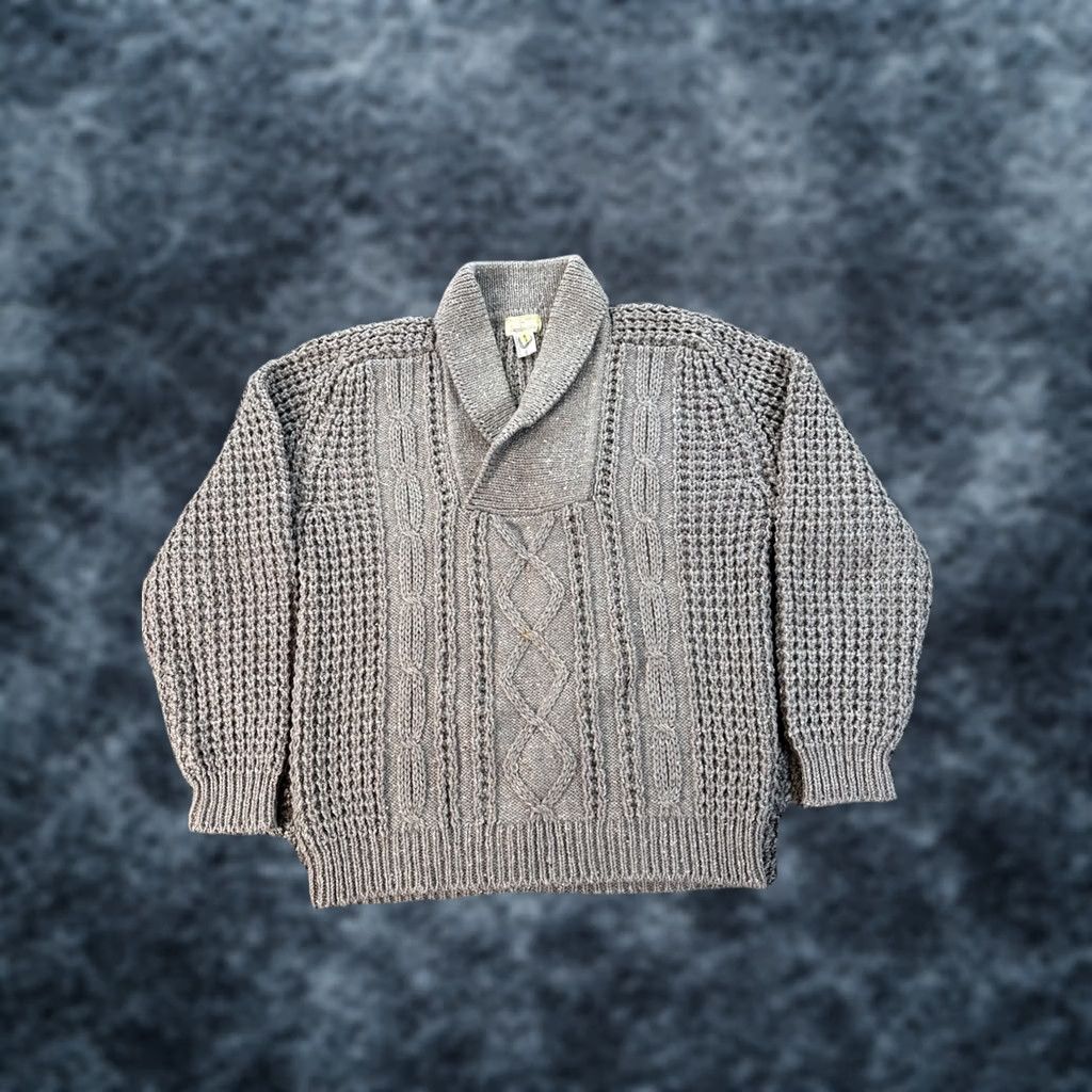 Vintage VINTAGE Jacobsons Shawl Sweater L Gray Wool Chunky Knit Speckled Ireland 90s Mens L Ivory 1980s Boho Ireland Wool Mens L Size US L / EU 52-54 / 3 - 1 Thumbnail
