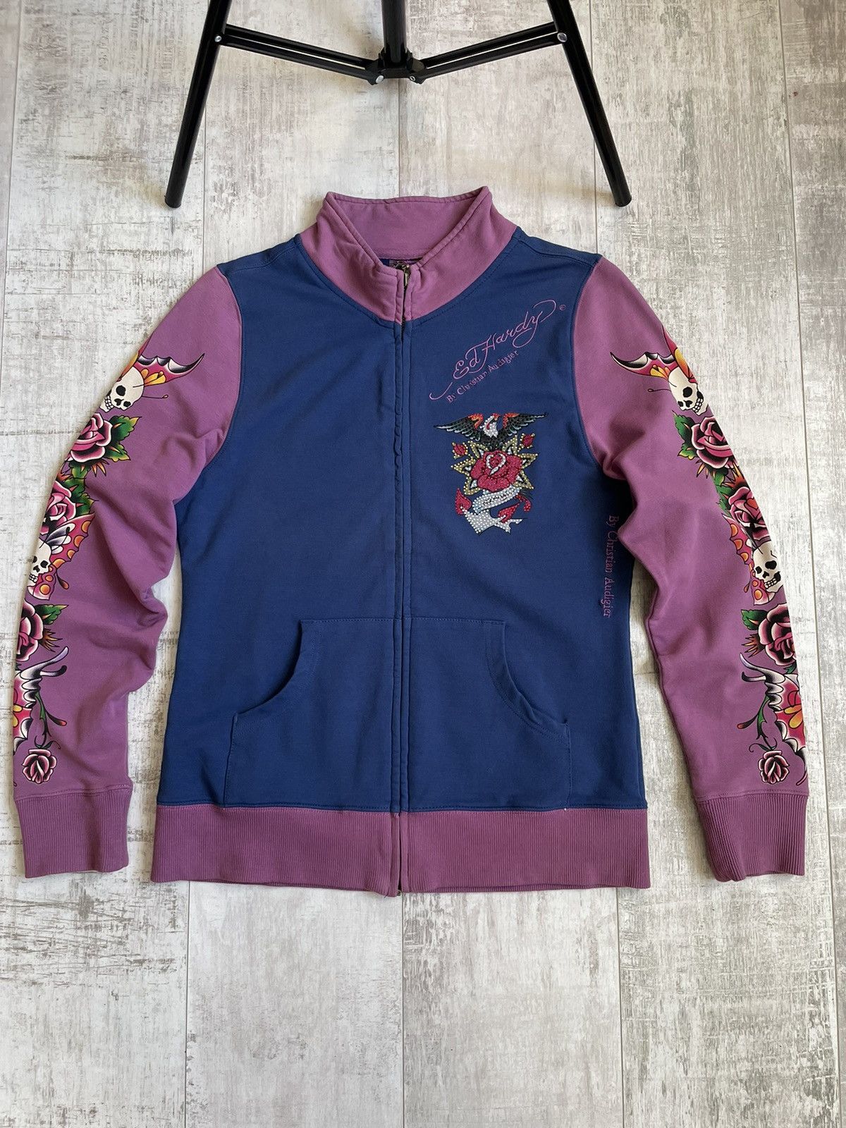 Ed Hardy Vintage Y2K Ed Hardy By Christian Audigier 00’s Zip Sweater Size XL / US 12-14 / IT 48-50 - 2 Thumbnail