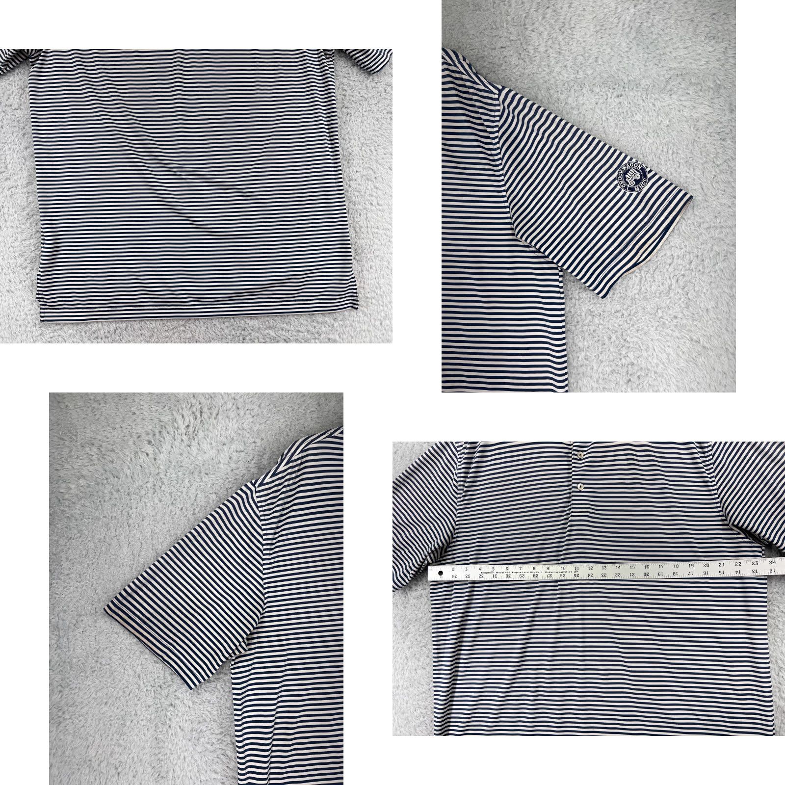 Peter Millar Peter Millar Polo Shirt Mens Large Blue White Stripe Summer Comfort Polyester Size US L / EU 52-54 / 3 - 8 Thumbnail