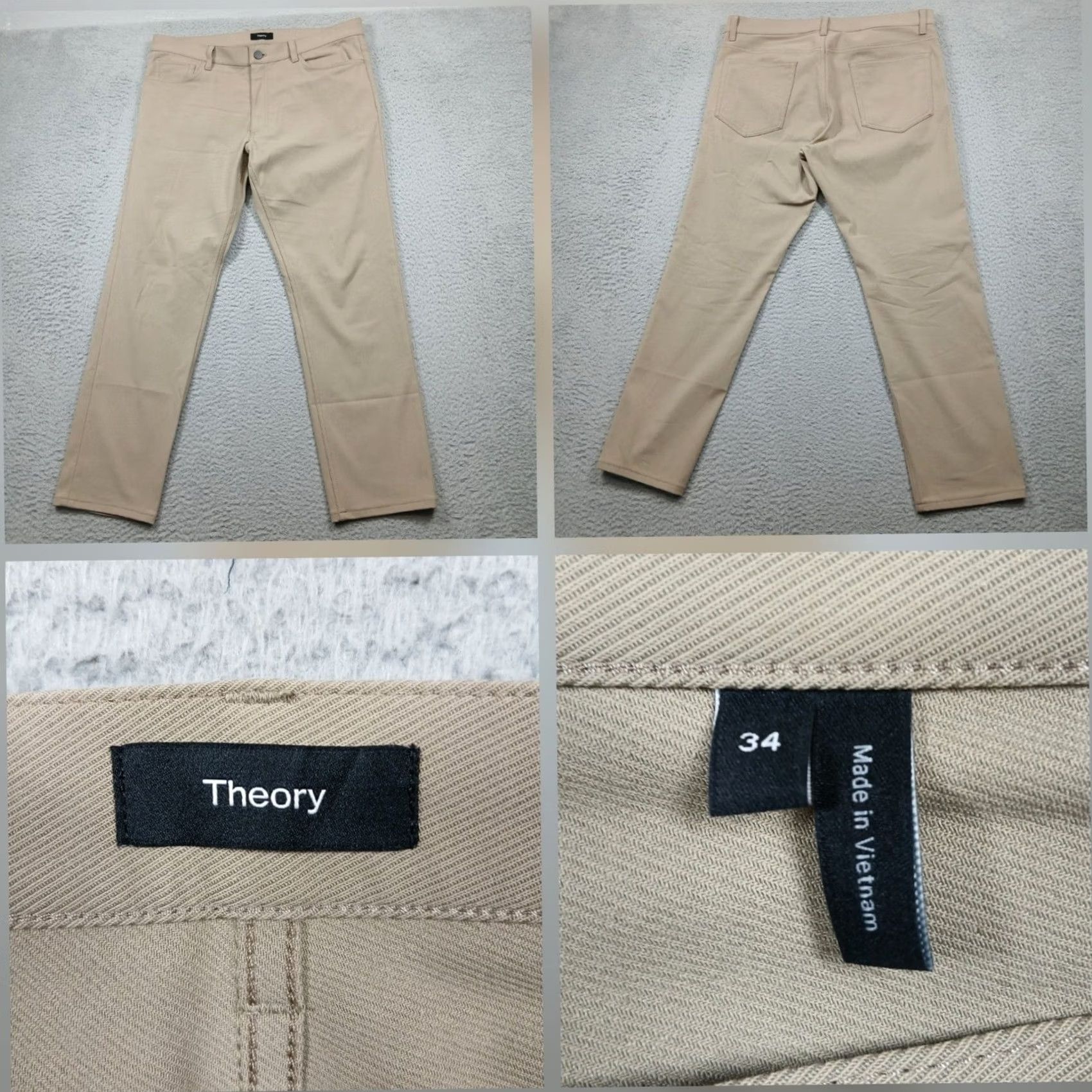 Theory Theory Mens Chinos Slim Fit Khaki Tan Size 34 - Beige Size US 34 / EU 50 - 2 Thumbnail