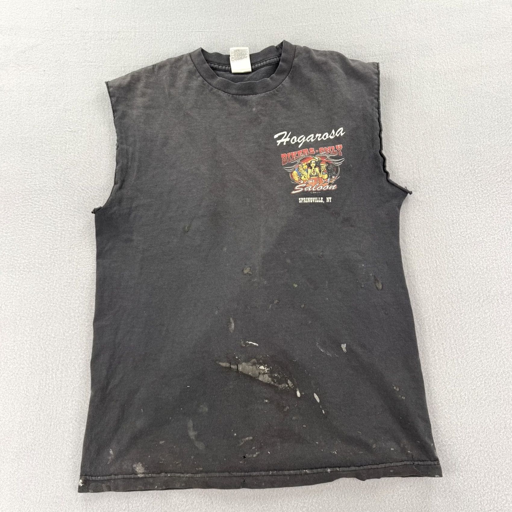 Vintage Hogarosa Bikers Only Saloon Shirt Mens Medium Sleeveless Muscle Tee Distressed Alstyle Cotton Black Crew Neck Graphic Print Vintage Biker Size US M / EU 48-50 / 2 - 3 Thumbnail