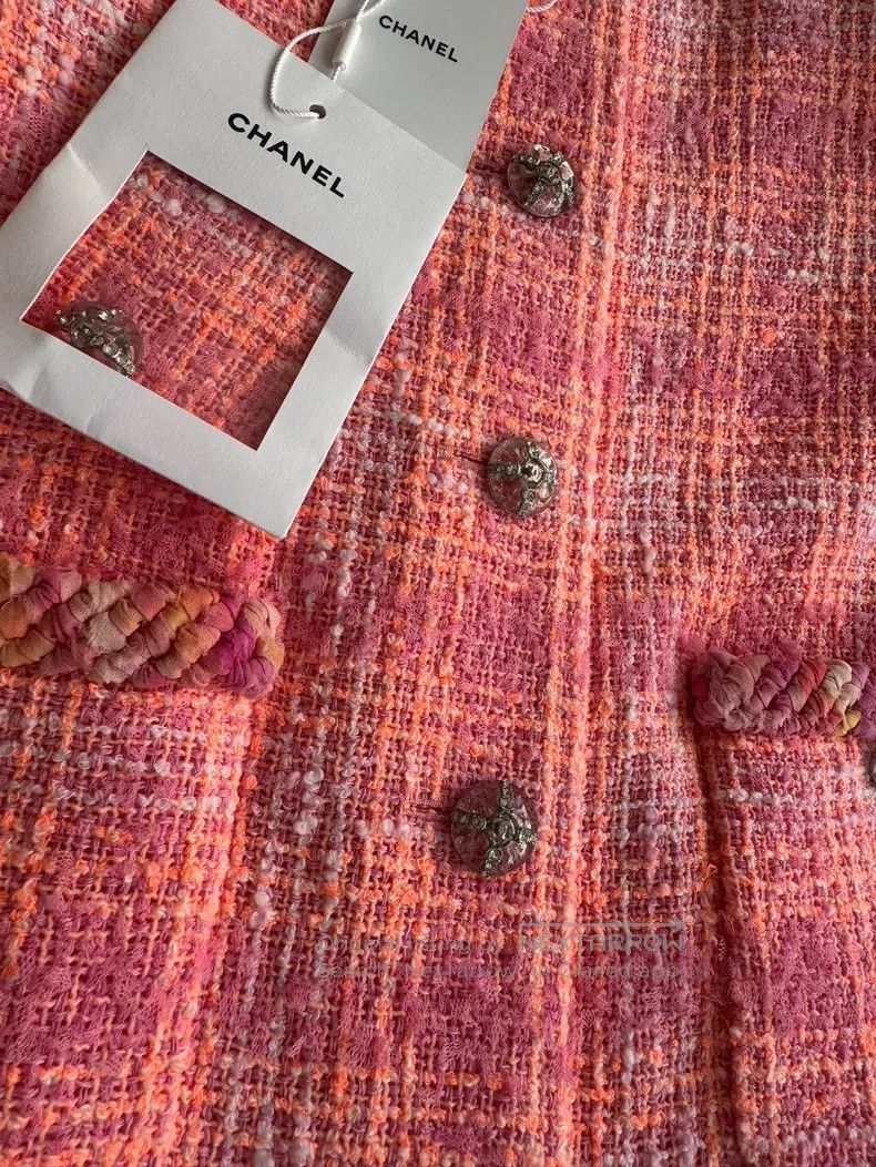 Chanel Chanel Pink orange tweed two-pocket round-neck jacket Size XS / US 0-2 / IT 36-38 - 4 Thumbnail