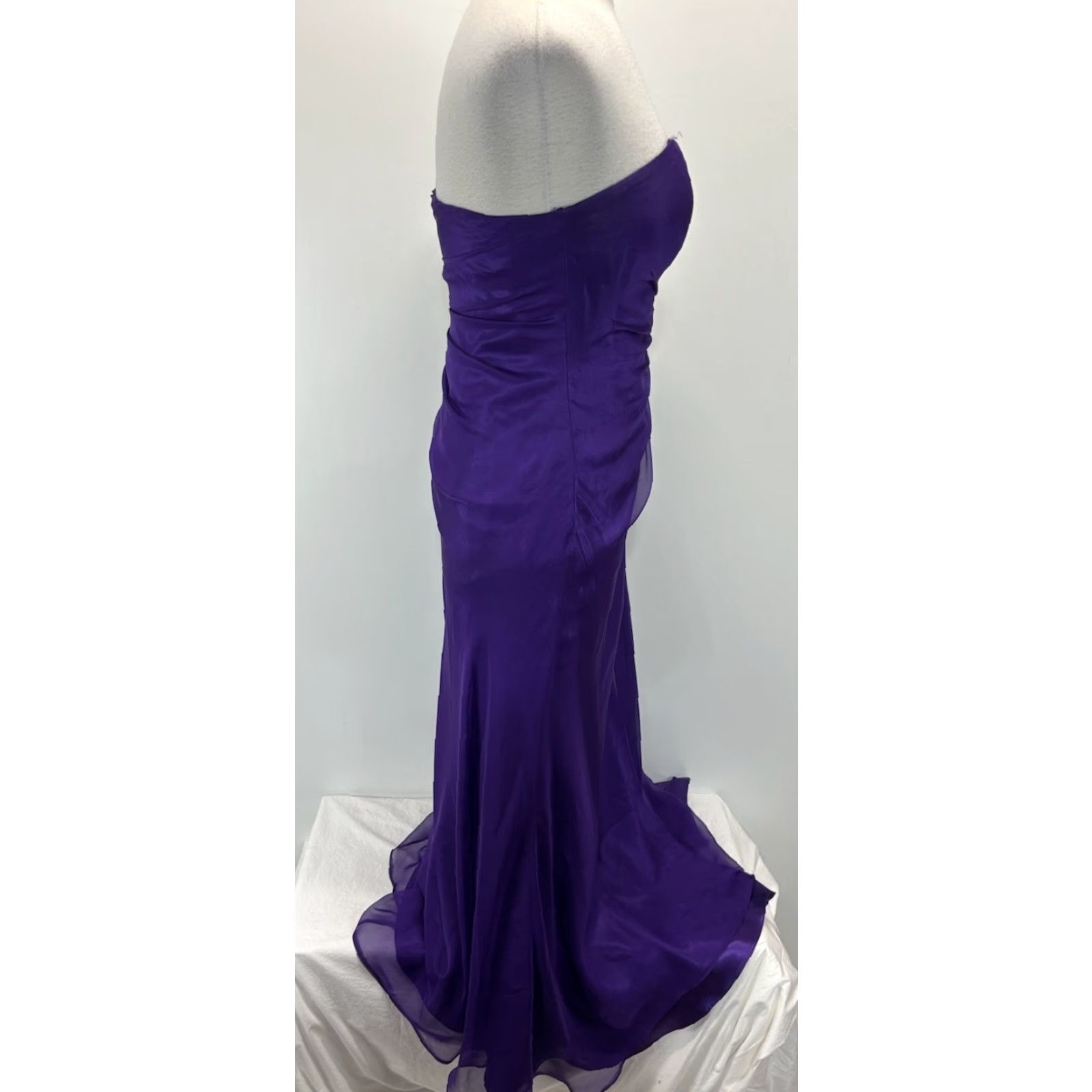 Vintage La Femme Gown Dress 8 Women’s Purple Jewels Ruched Strapless Prom Formal Size M / US 6-8 / IT 42-44 - 4 Thumbnail