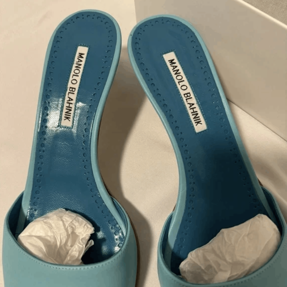 Manolo Blahnik BNIB Authentic Manolo Blahnik blue sandals Size US 9.5 / IT 39.5 - 4 Thumbnail