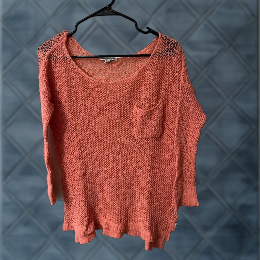 American Eagle Outfitters American Eagle Outfitters Sweater Women’s M Pink Open-Knit Pullover 3/4 Sleeve Classic Lightweight Size M / US 6-8 / IT 42-44 - 1 Thumbnail