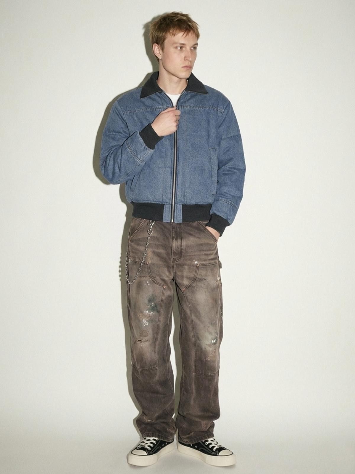 Japanese Brand Blue Quilted Denim Bomber Jacket, Relaxed Fit Jacket Size US L / EU 52-54 / 3 - 3 Thumbnail