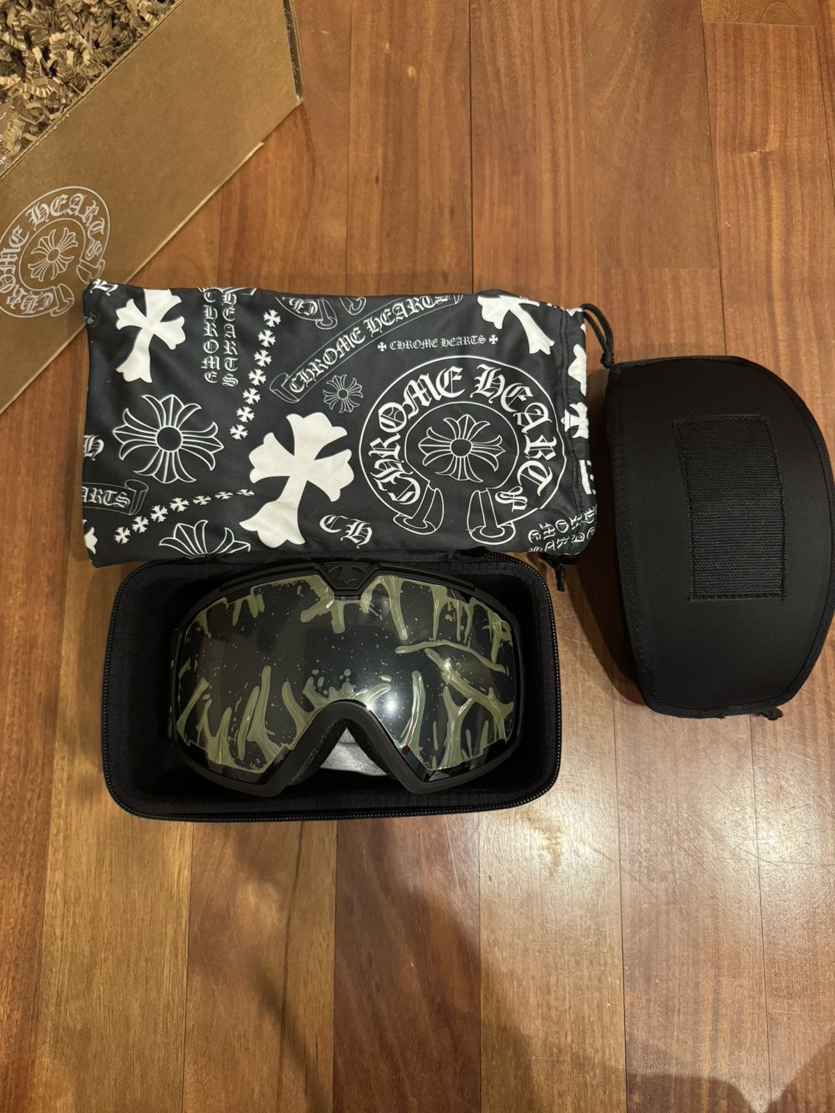 Chrome Hearts Chrome Hearts Ski Goggles – Black Leather / Silver Hardware Size ONE SIZE - 2 Thumbnail