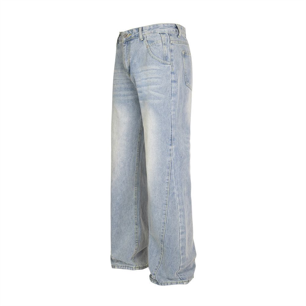 Japanese Brand × Jean Men's street trend split stitching distressed washed jeans Size US 32 / EU 48 - 2 Thumbnail