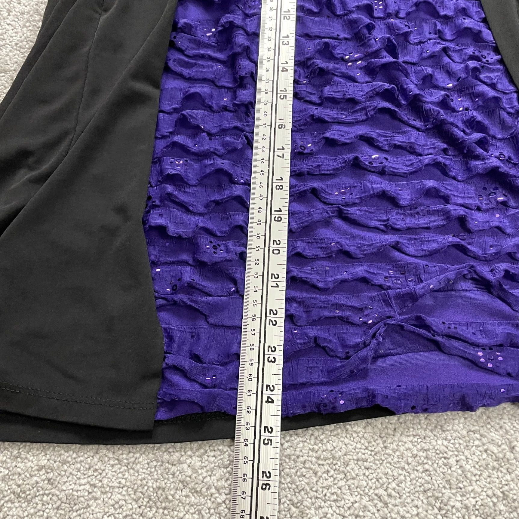 Doublet Double Take Blouse Womens XL Black Blue Short Sleeve Ruffles Stretch Casual Top Size XL / US 12-14 / IT 48-50 - 7 Thumbnail