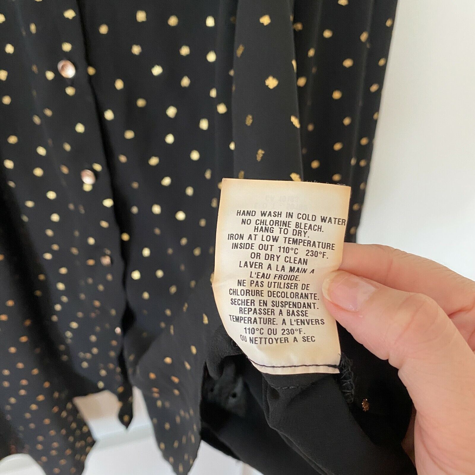 Other Cartise Black Gold Polka Dot Button Shirt Front Overlay 14 Size XL / US 12-14 / IT 48-50 - 8 Thumbnail