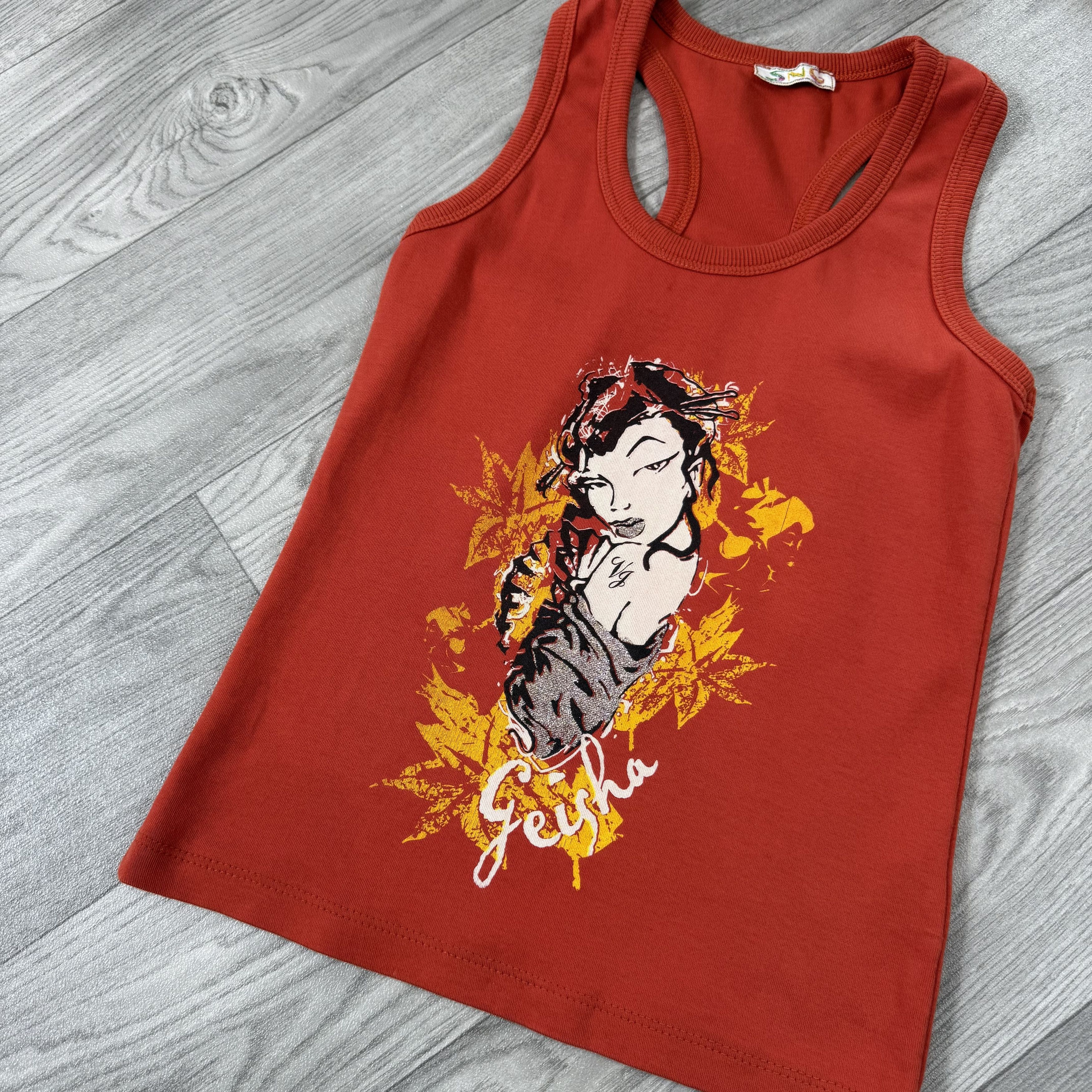 Vintage Vintage Y2K Geysha Graphic Orange Tank Top S Size S / US 4 / IT 40 - 2 Thumbnail