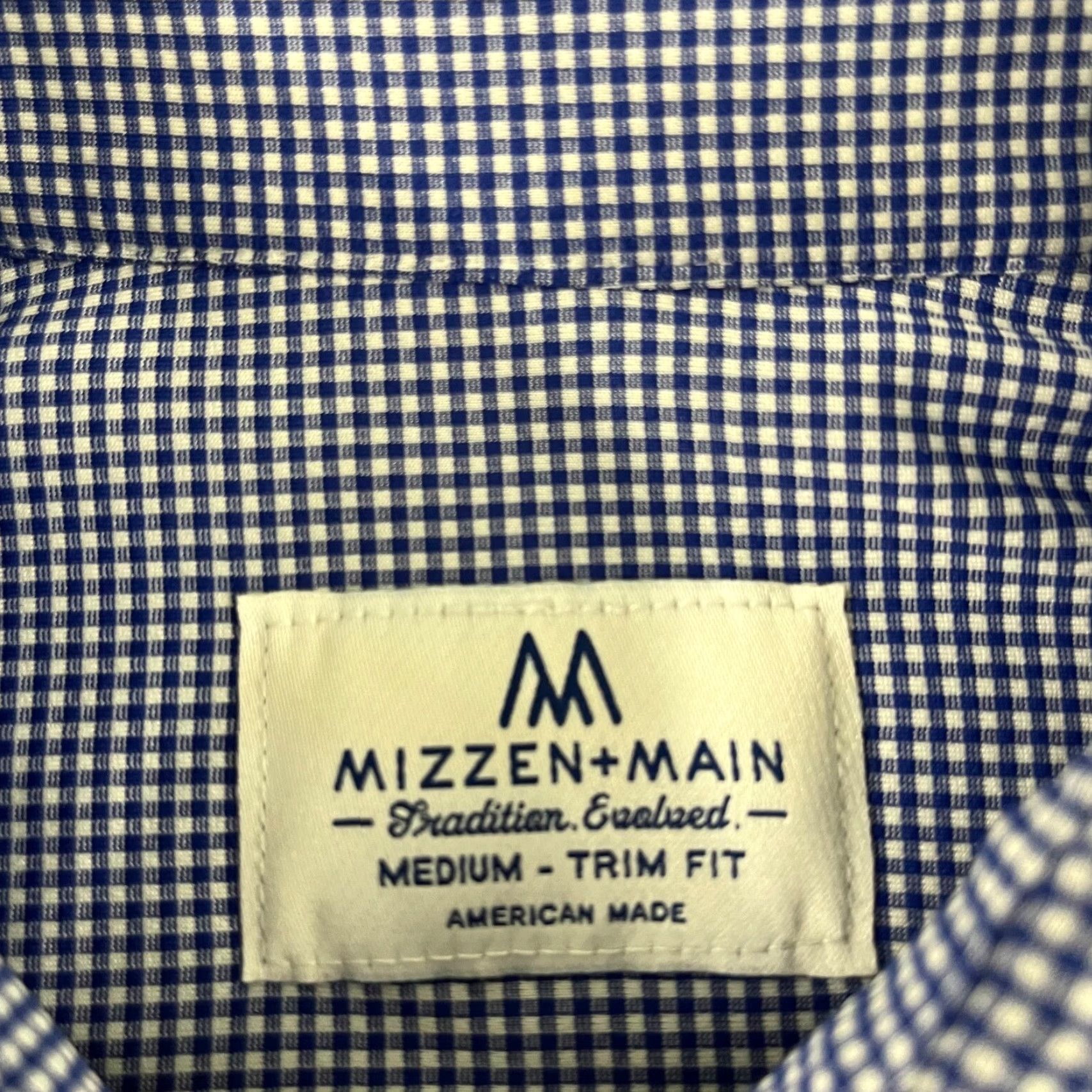 Mizzen+Main MIZZEN+MAIN Shirt Men Medium Trim Fit White Blue Plaid Button Up Stretch Dress Multicolor Size 40R - 2 Thumbnail