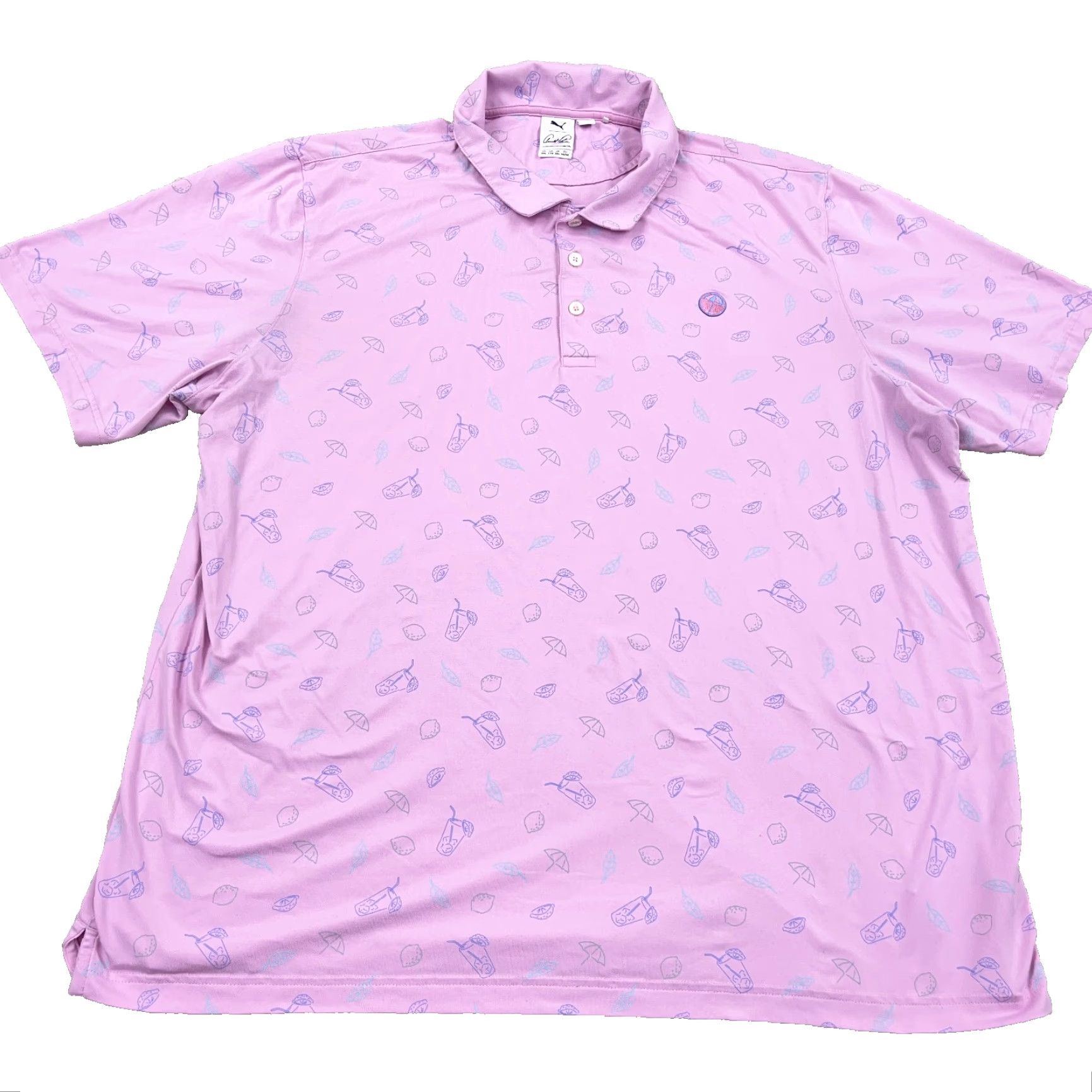 Puma Puma Arnald Palmer Polo Shirt Men XXL Pink Performance Lemonade Print Golf Adult Size US XXL / EU 58 / 5 - 2 Thumbnail