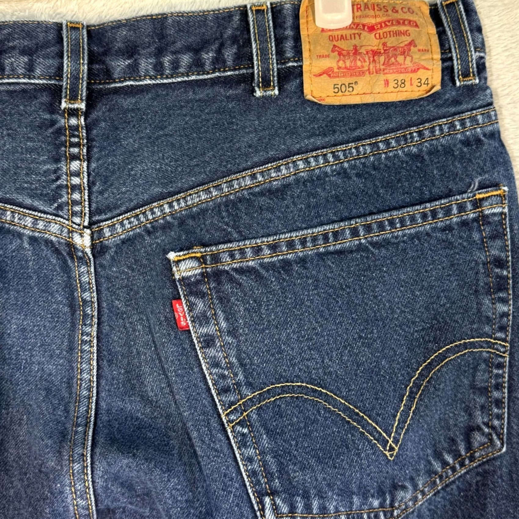 Levi's Levi’s 505 Jeans Men’s 38 x 34 Blue Denim Stretch Mid-Rise Straight Leg Size US 38 / EU 54 - 7 Thumbnail