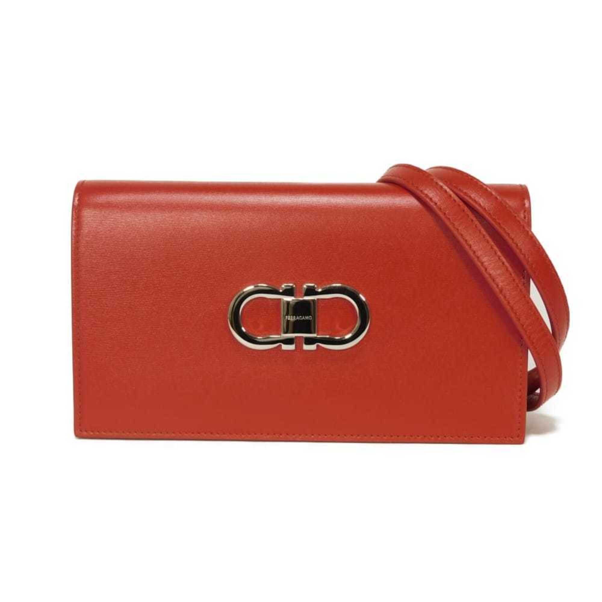 Salvatore Ferragamo Salvatore Ferragamo Shoulder Bag Double Gancini Mini Chain Calfskin 2-Way New Logo Red 218357 Women's Size ONE SIZE - 1 Thumbnail